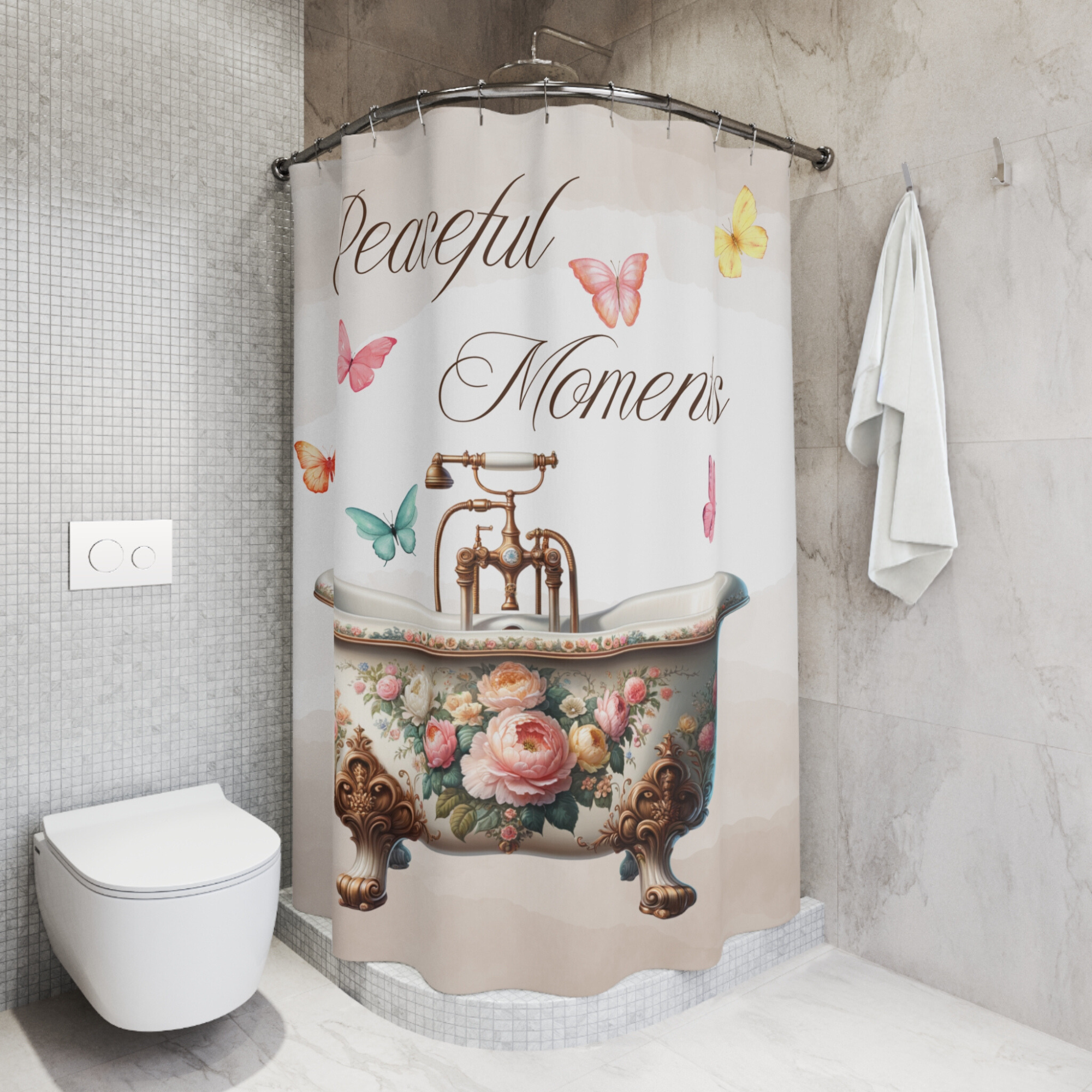 Peaceful Moments – Floral Vintage Bathtub Shower Curtain