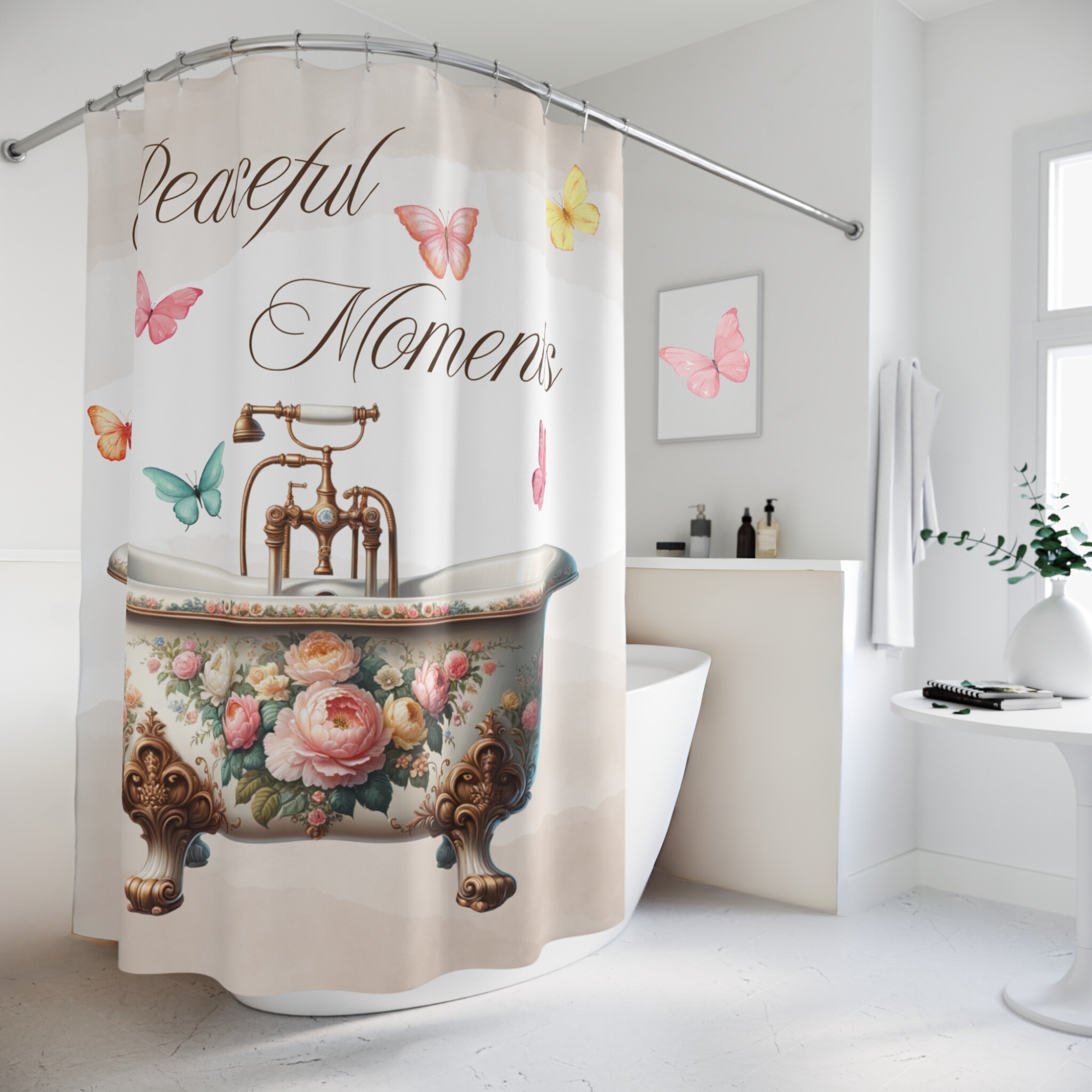Peaceful Moments – Floral Vintage Bathtub Shower Curtain