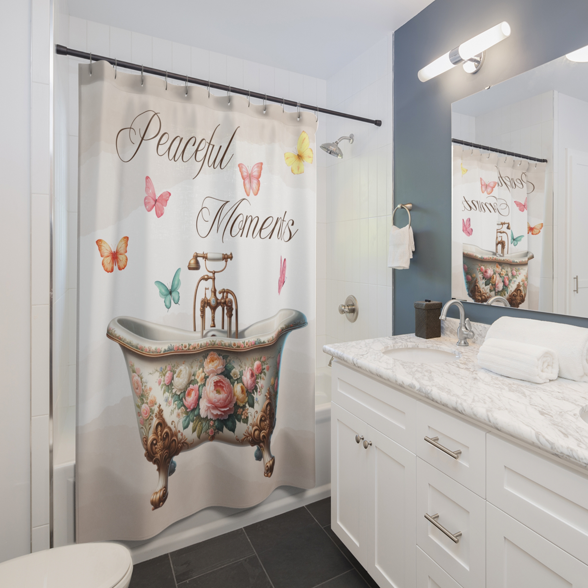 Peaceful Moments – Floral Vintage Bathtub Shower Curtain