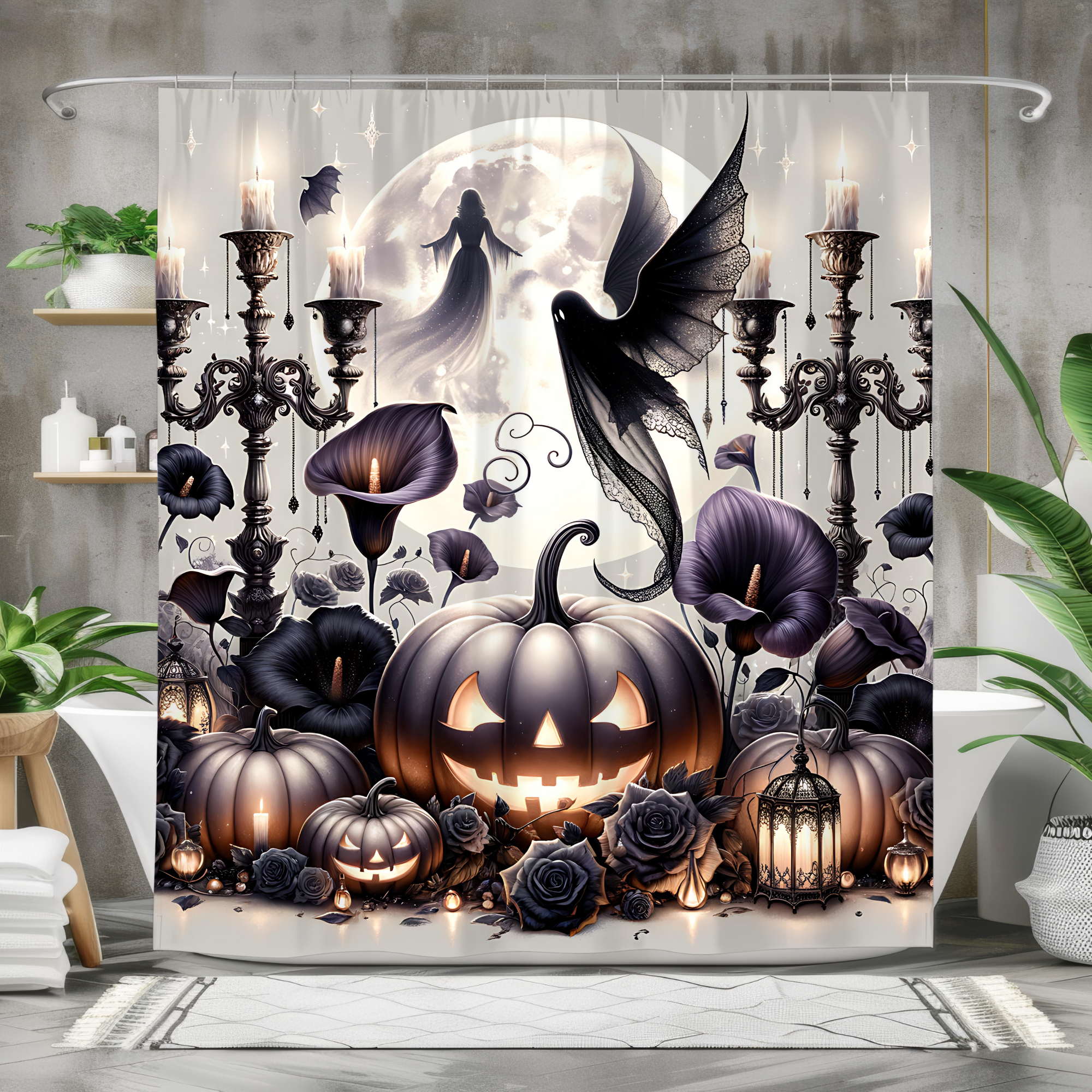 Moonlit Enchanted Pumpkins – Gothic Halloween Shower Curtain