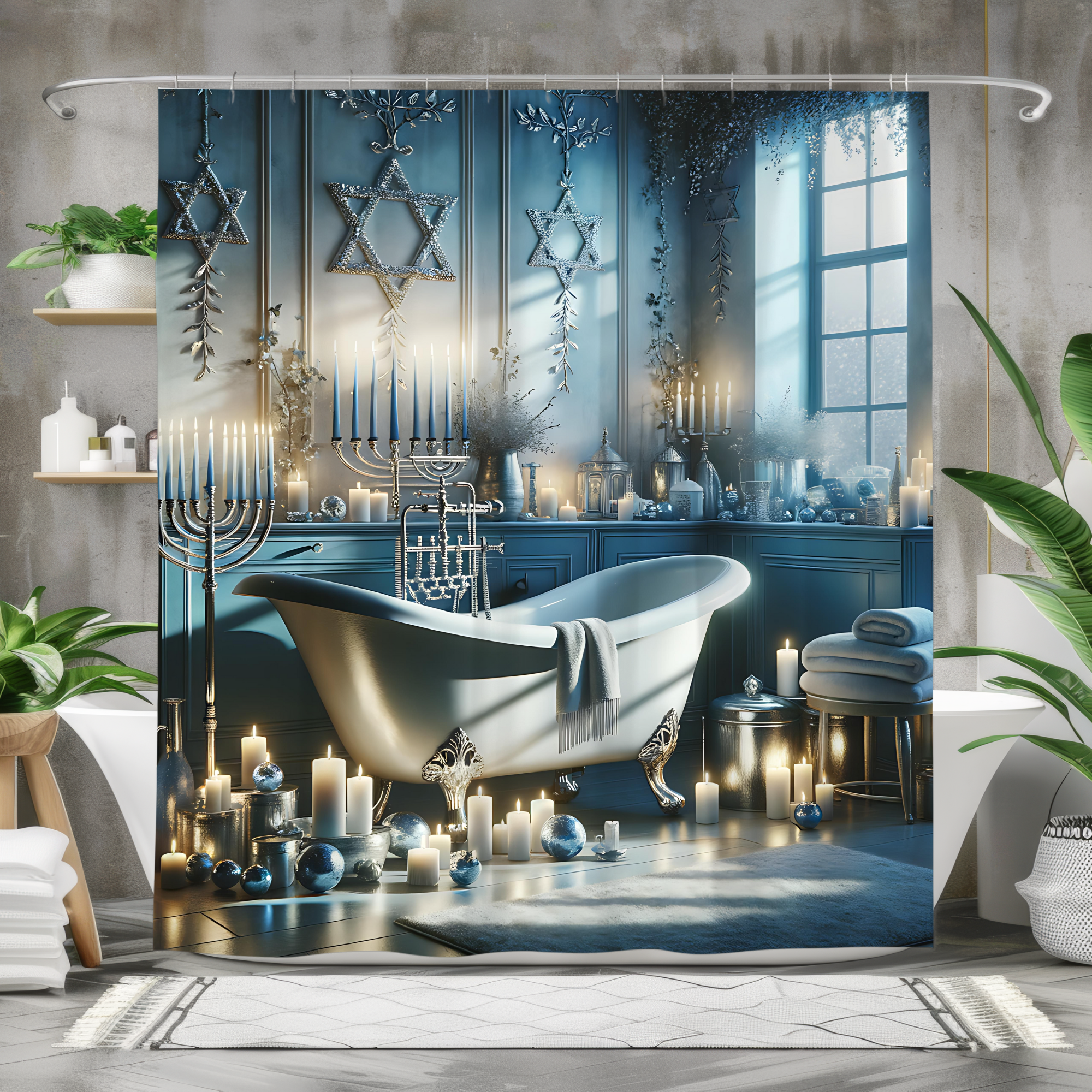 Star of Light – Elegant Hanukkah Bathroom Shower Curtain