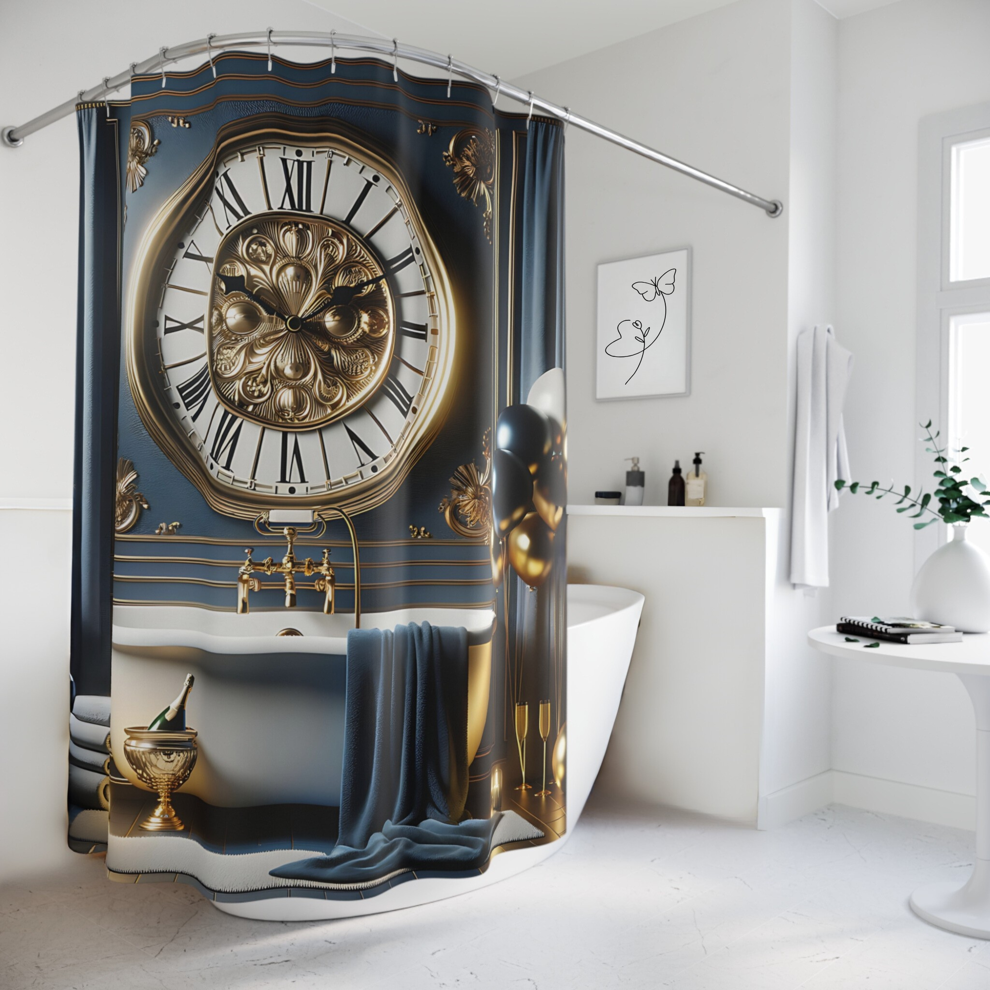Countdown in Gold – Elegant New Year’s Eve Shower Curtain