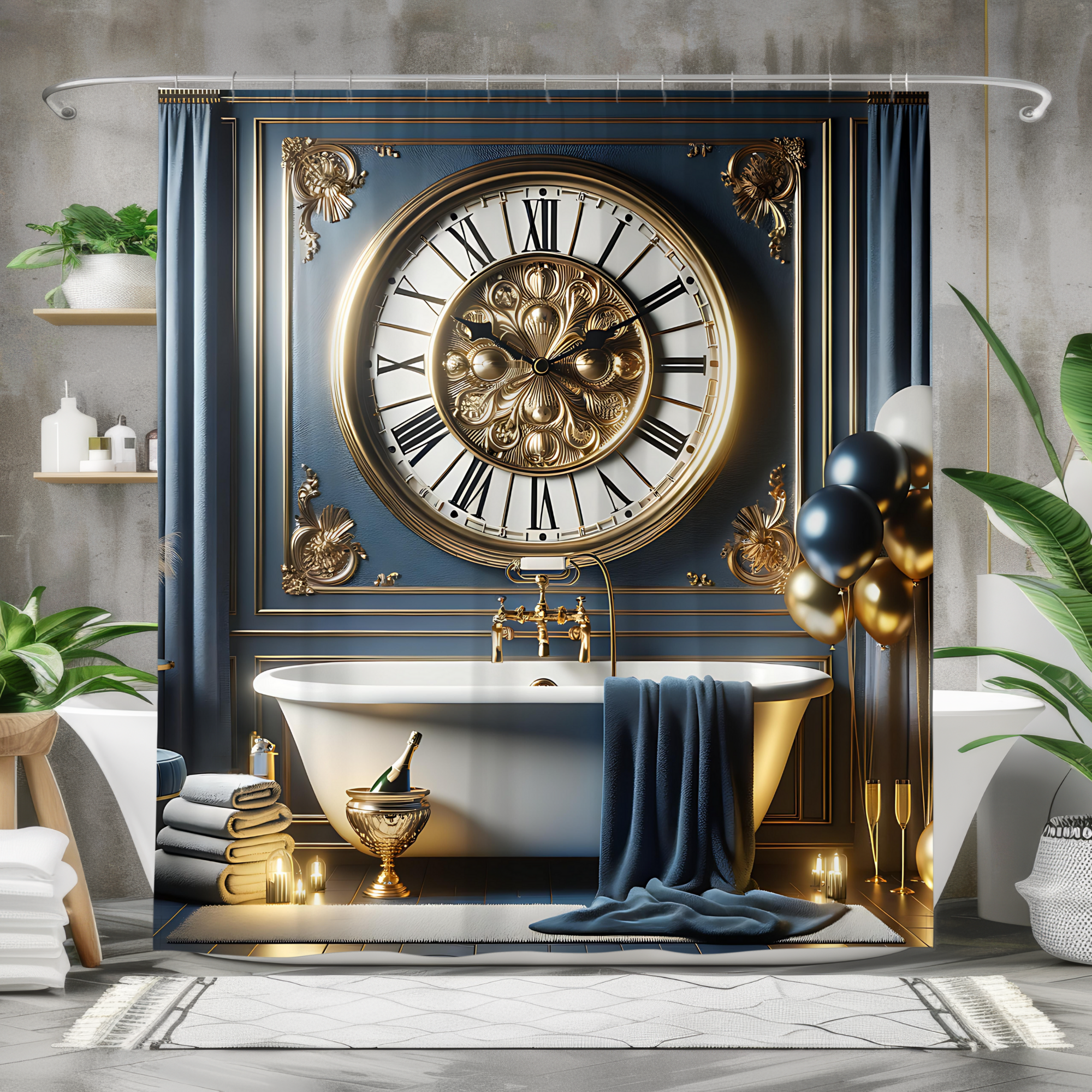 Countdown in Gold – Elegant New Year’s Eve Shower Curtain