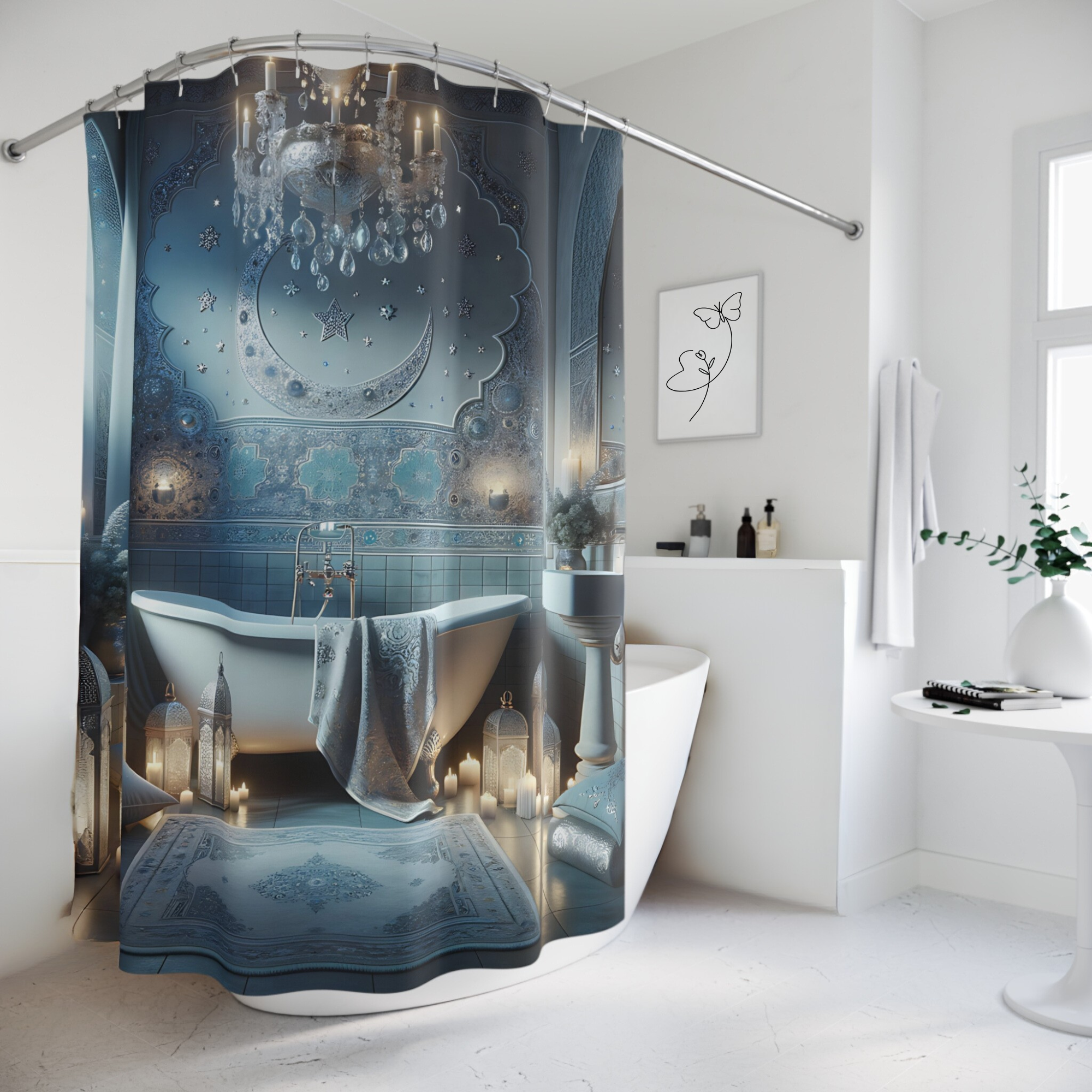 Moonlit Serenity – Elegant Ramadan Shower Curtain