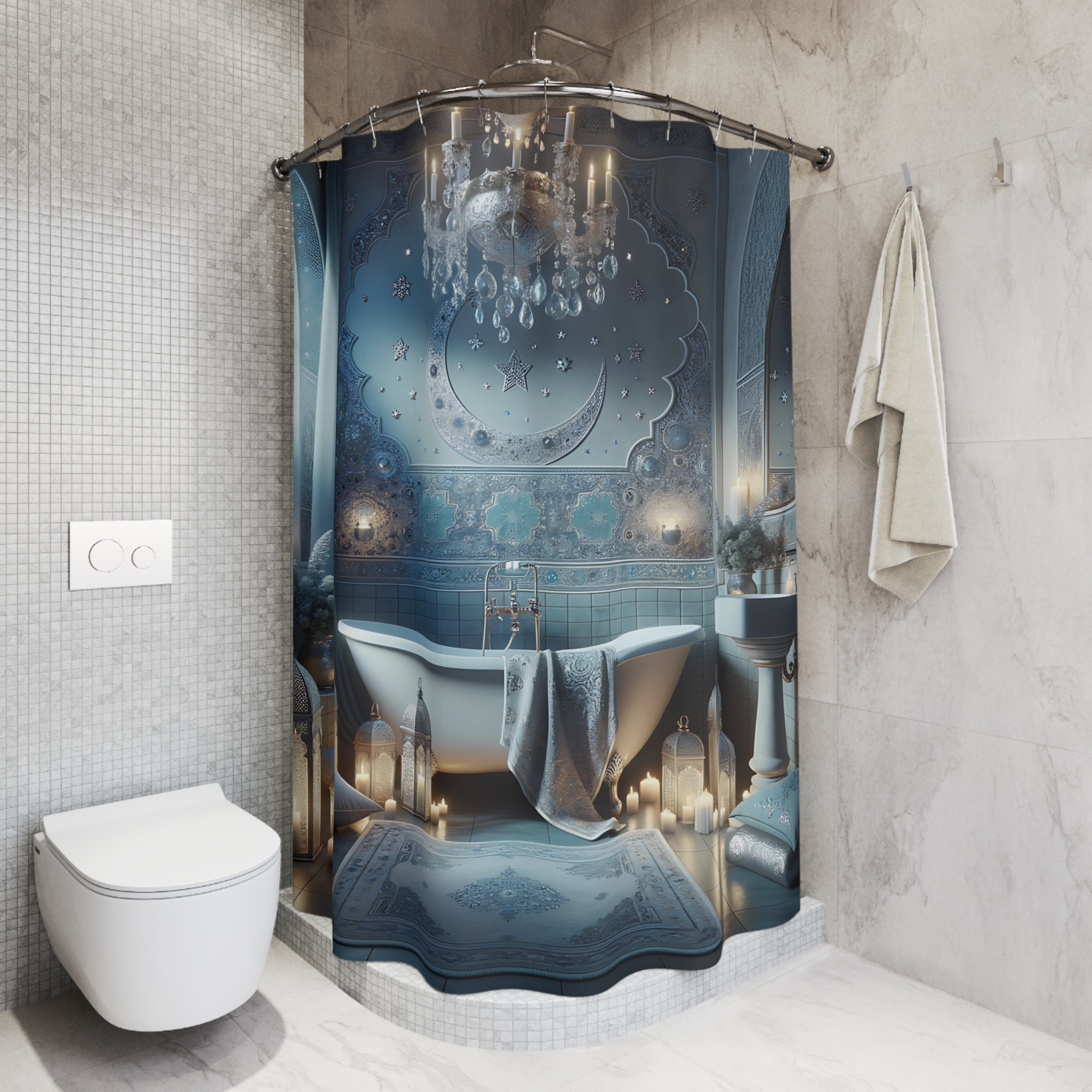 Moonlit Serenity – Elegant Ramadan Shower Curtain