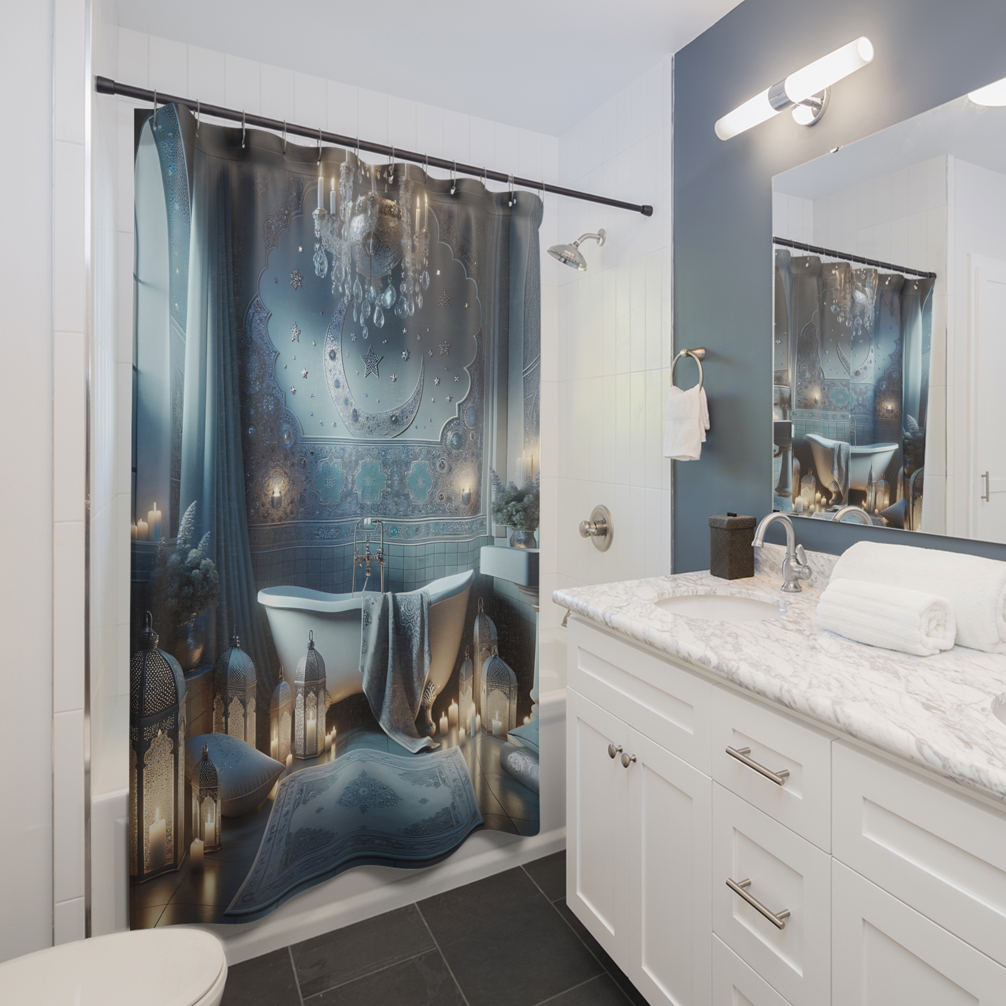 Moonlit Serenity – Elegant Ramadan Shower Curtain
