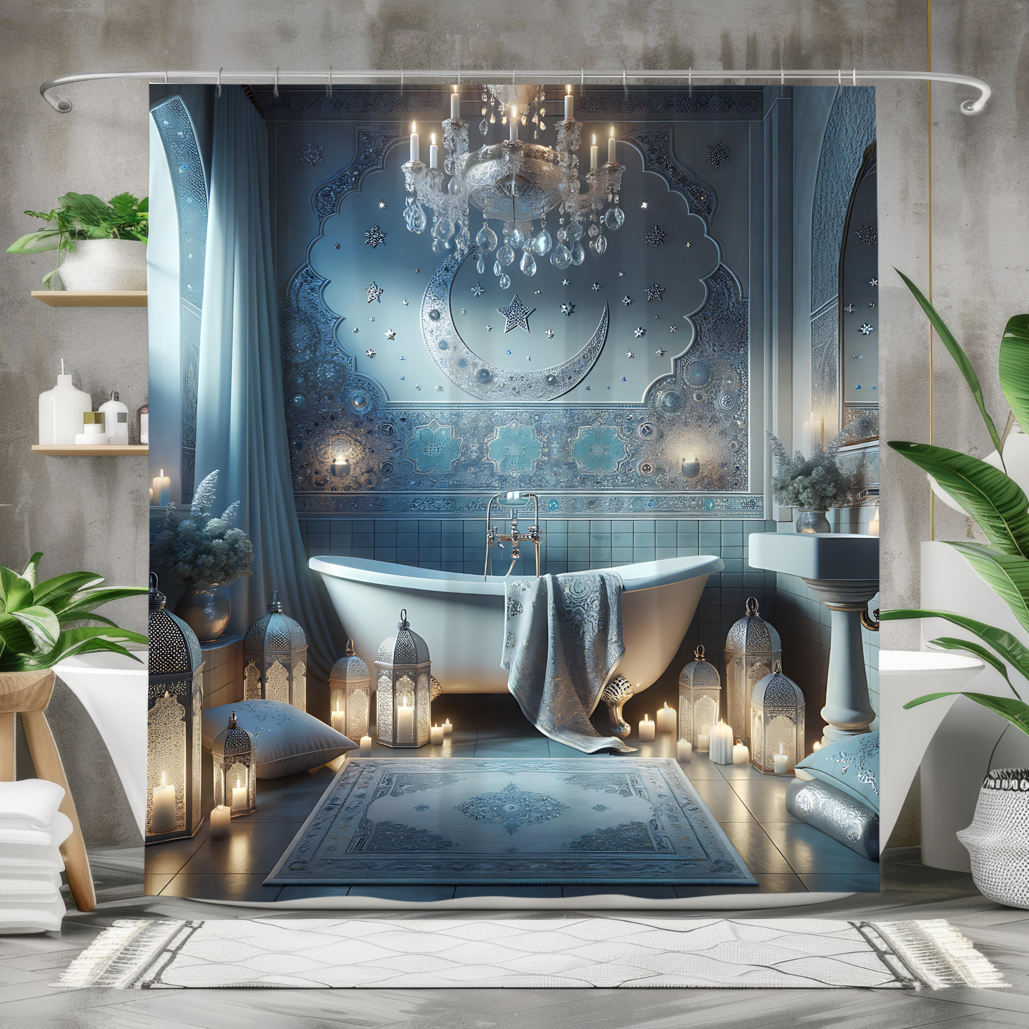 Moonlit Serenity – Elegant Ramadan Shower Curtain