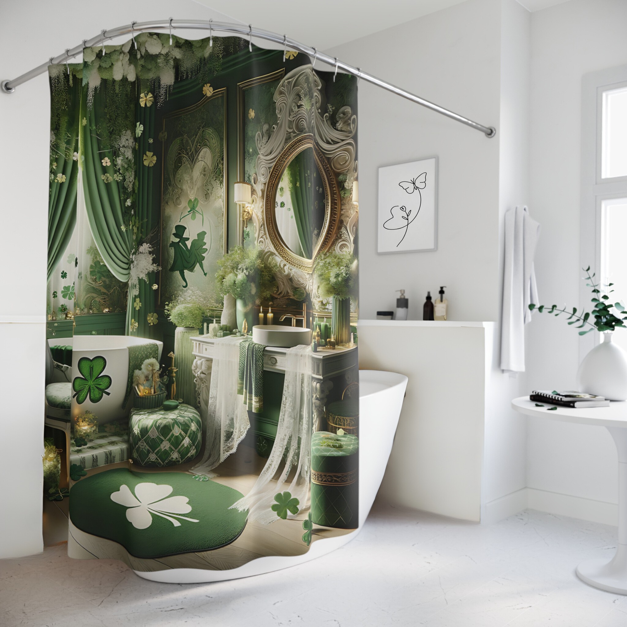 Shamrock Garden Retreat – Elegant St. Patrick’s Day Shower Curtain
