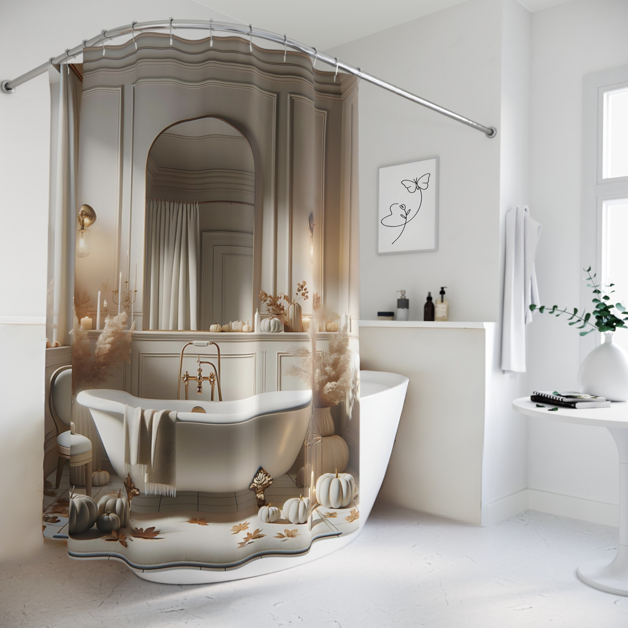 Ivory Harvest Elegance – Thanksgiving Bathroom Shower Curtain