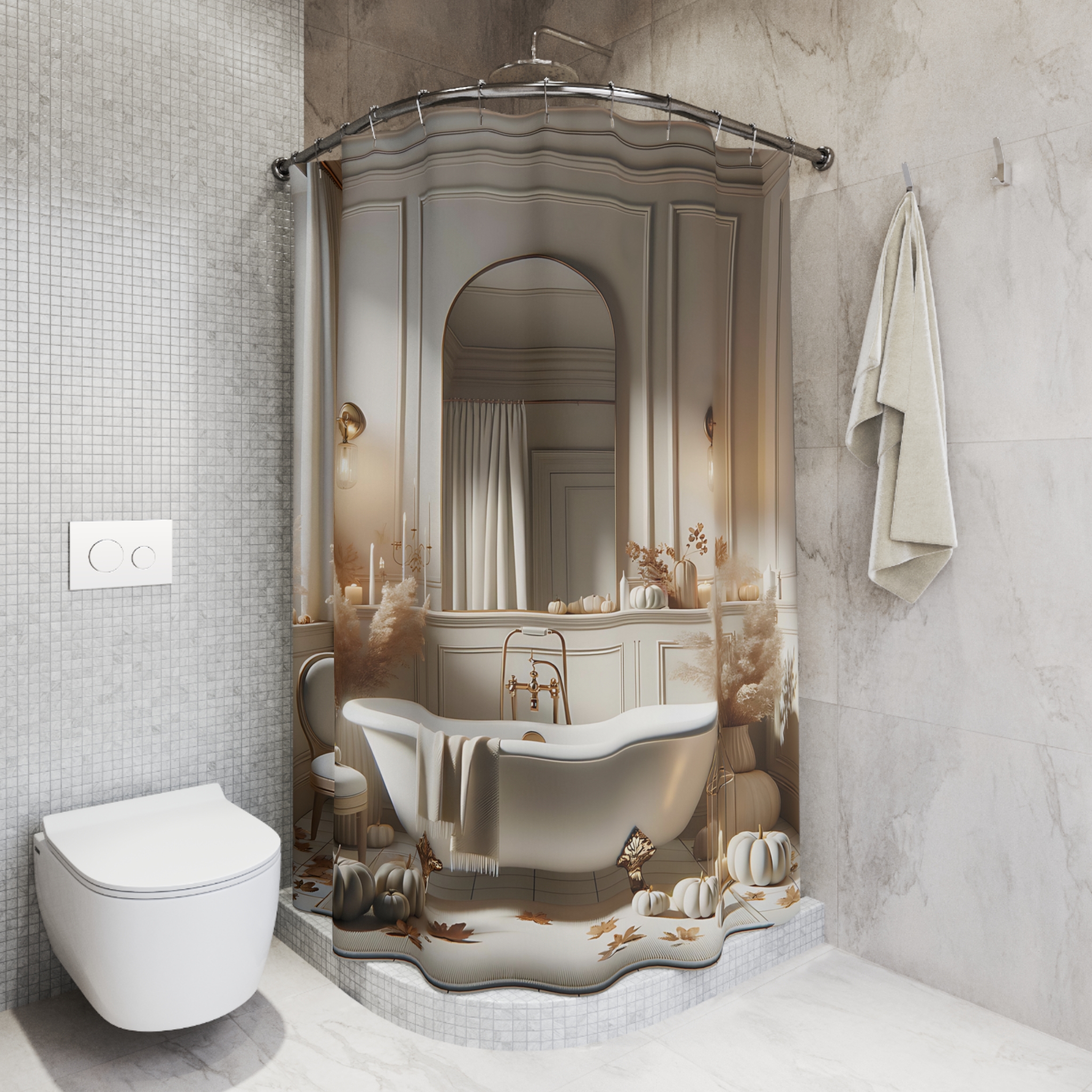 Ivory Harvest Elegance – Thanksgiving Bathroom Shower Curtain