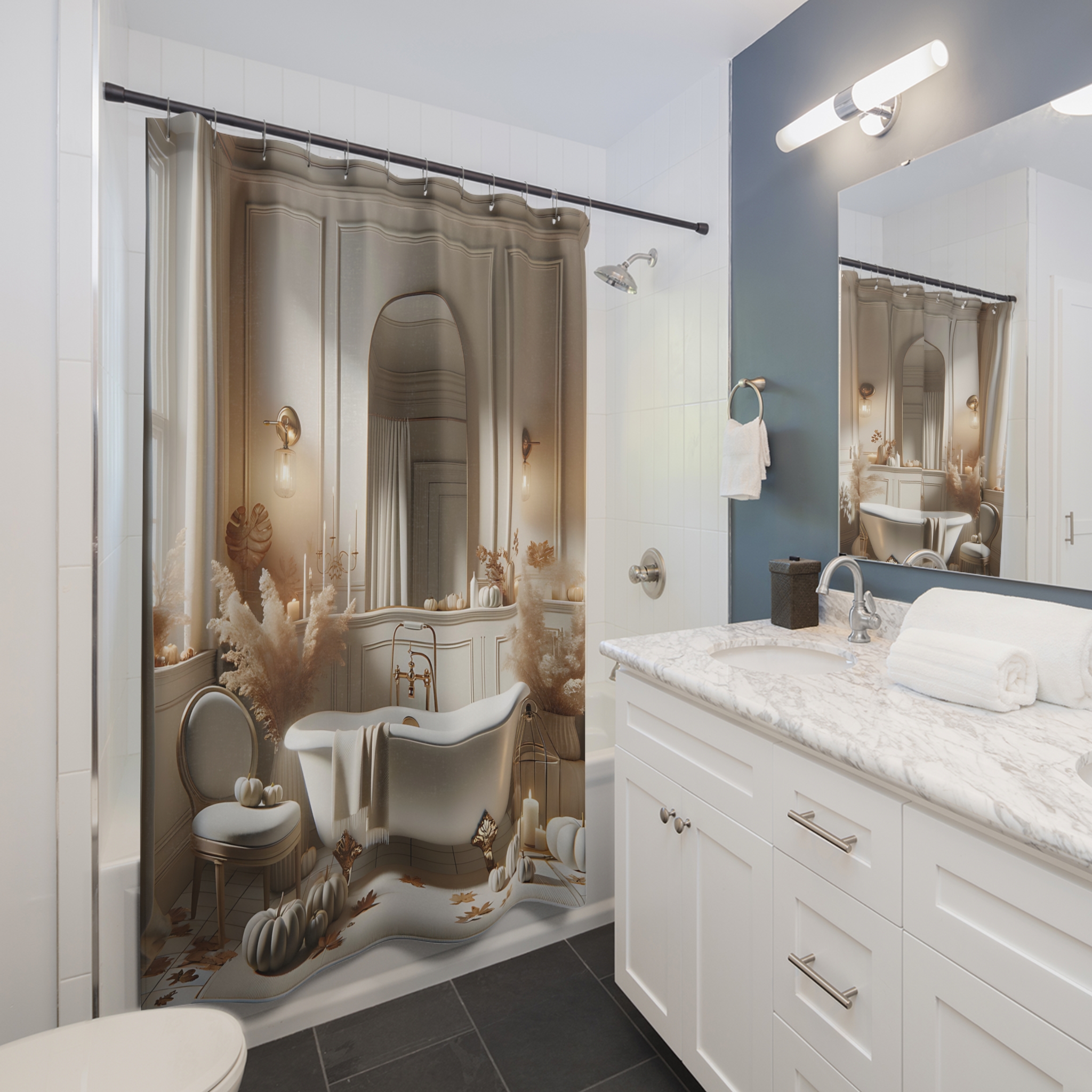 Ivory Harvest Elegance – Thanksgiving Bathroom Shower Curtain