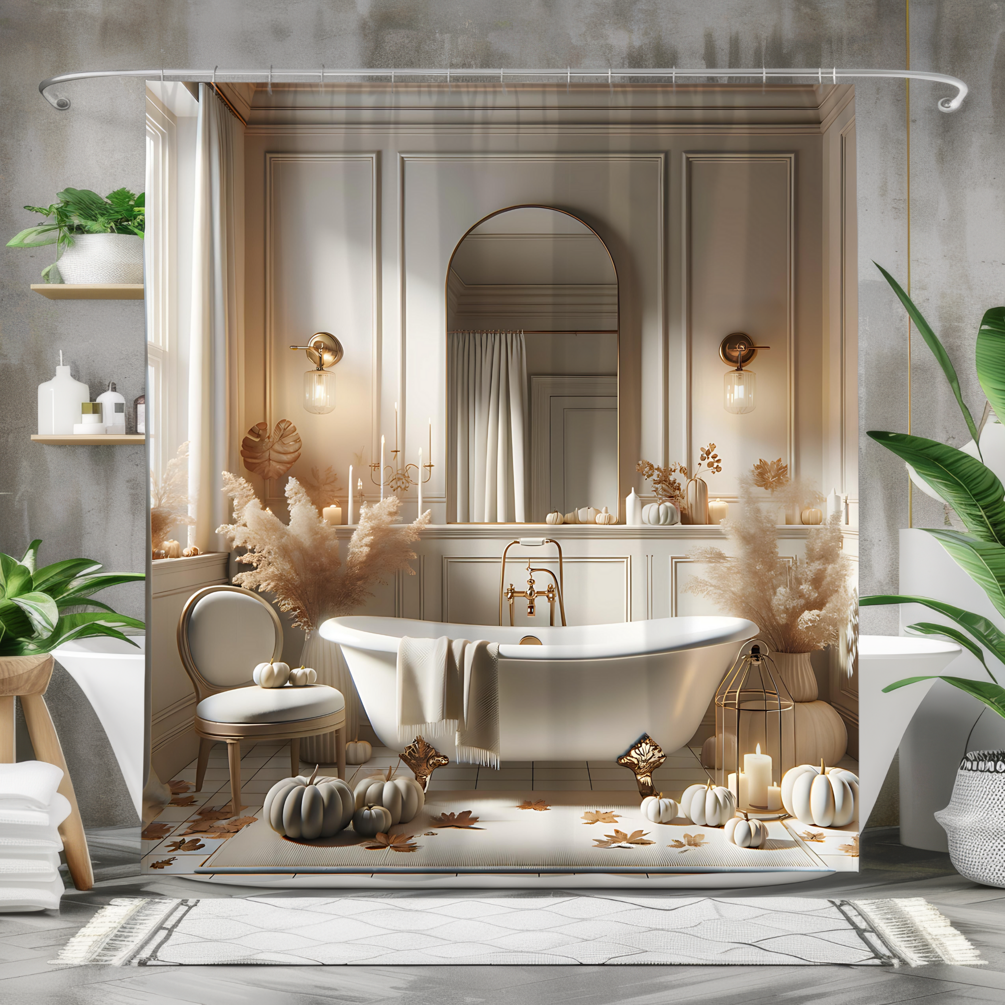 Ivory Harvest Elegance – Thanksgiving Bathroom Shower Curtain