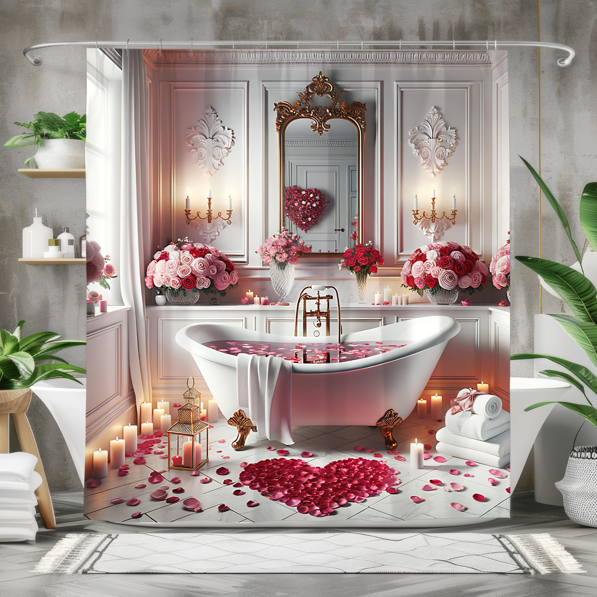 Rose Petal Romance Bathroom – Valentine’s Day Shower Curtain