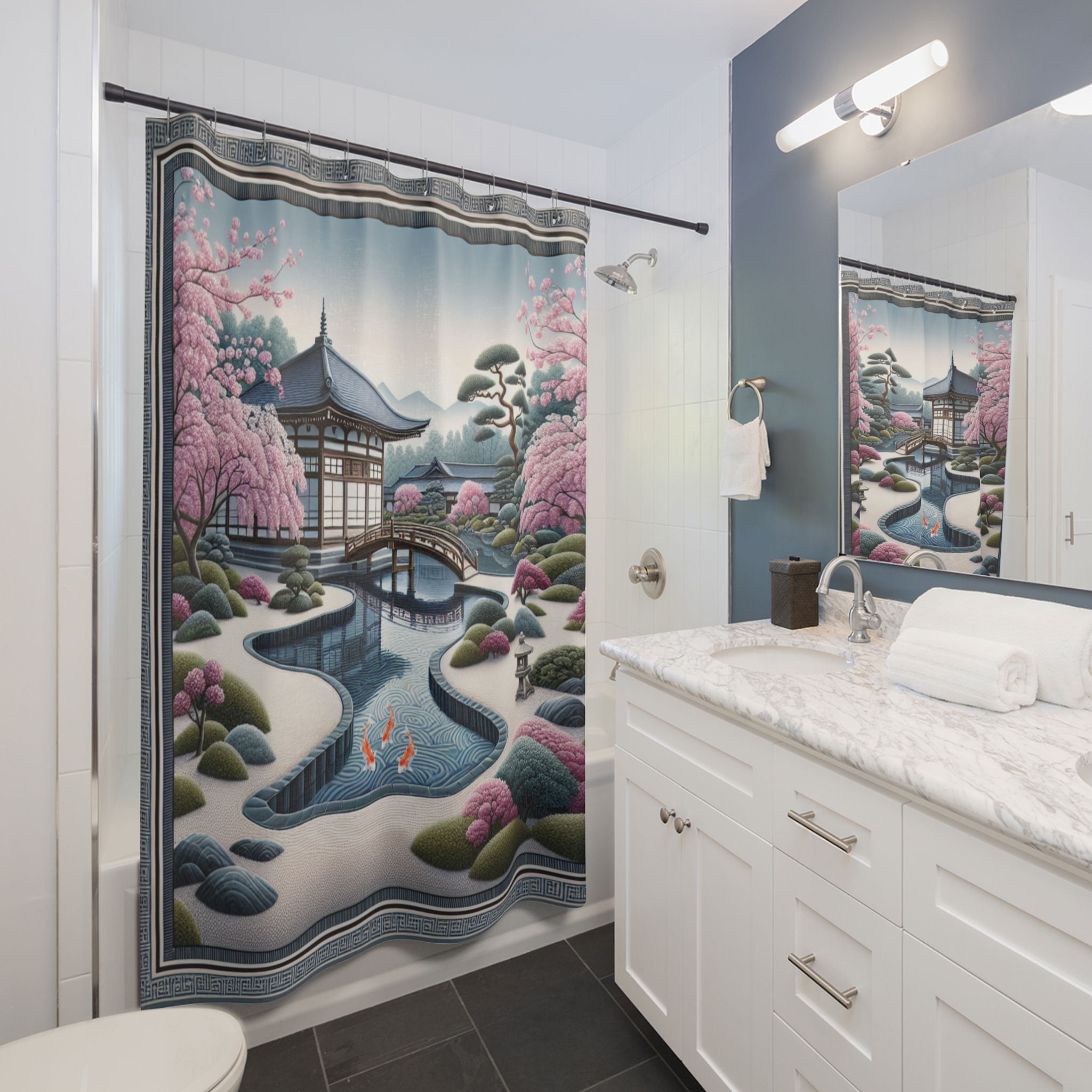 Zen Garden Bridge – Tranquil Japanese Shower Curtain