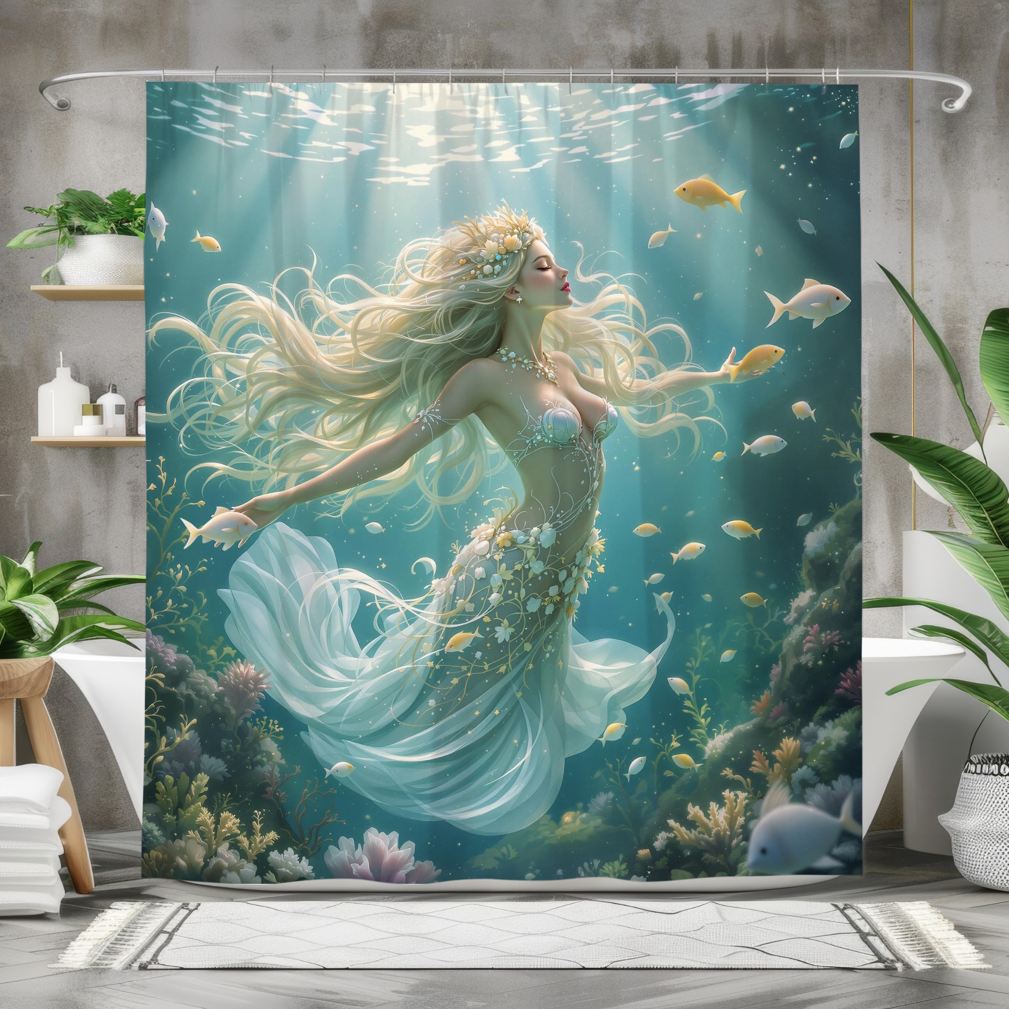 Oceanlight Mermaid Queen – Aqua Fantasy Shower Curtain