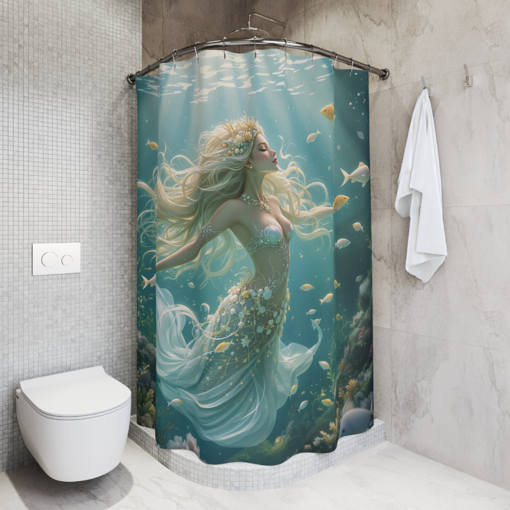 Oceanlight Mermaid Queen – Aqua Fantasy Shower Curtain