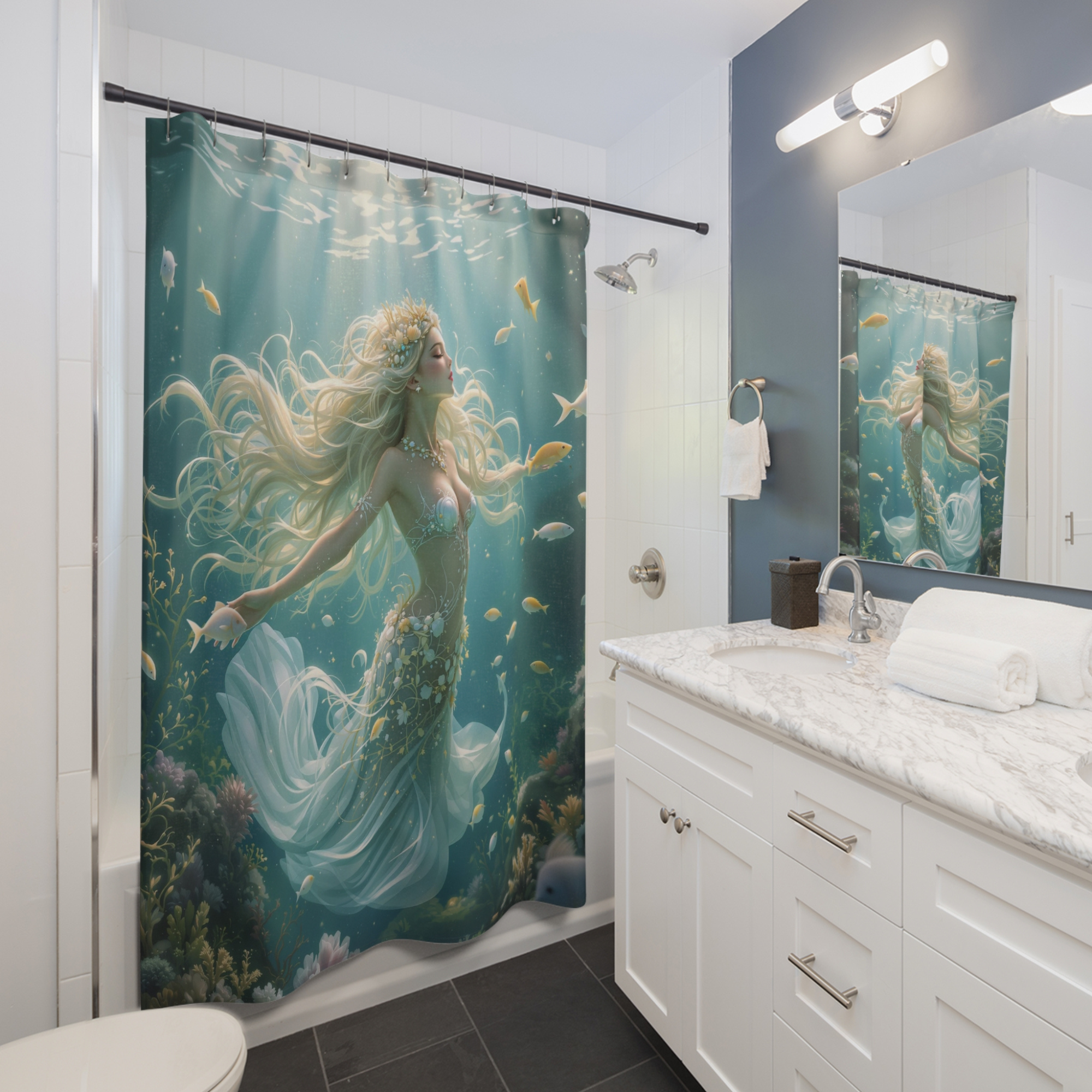 Oceanlight Mermaid Queen – Aqua Fantasy Shower Curtain