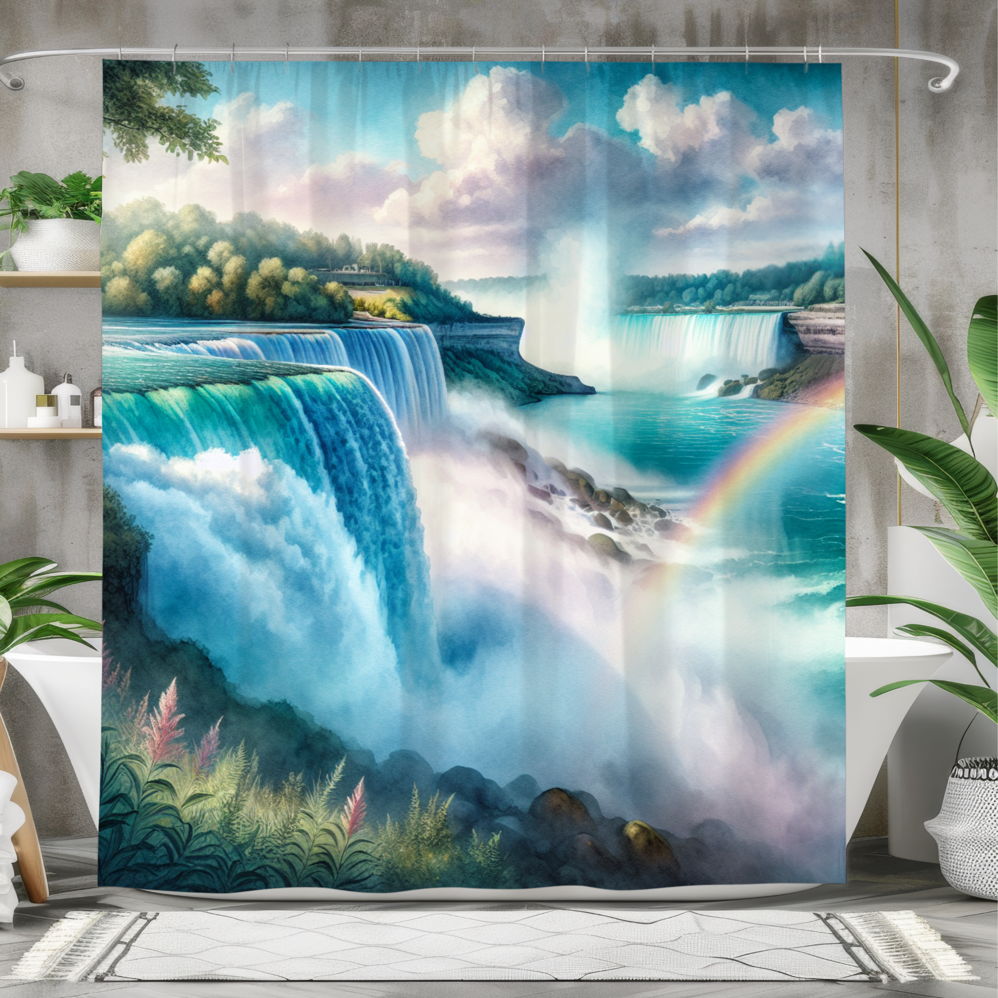 Niagara Falls Shower Curtain – Majestic Rainbow Waterfall