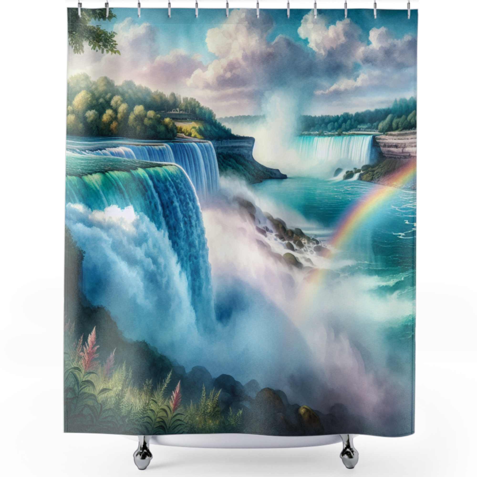 Niagara Falls Shower Curtain – Majestic Rainbow Waterfall