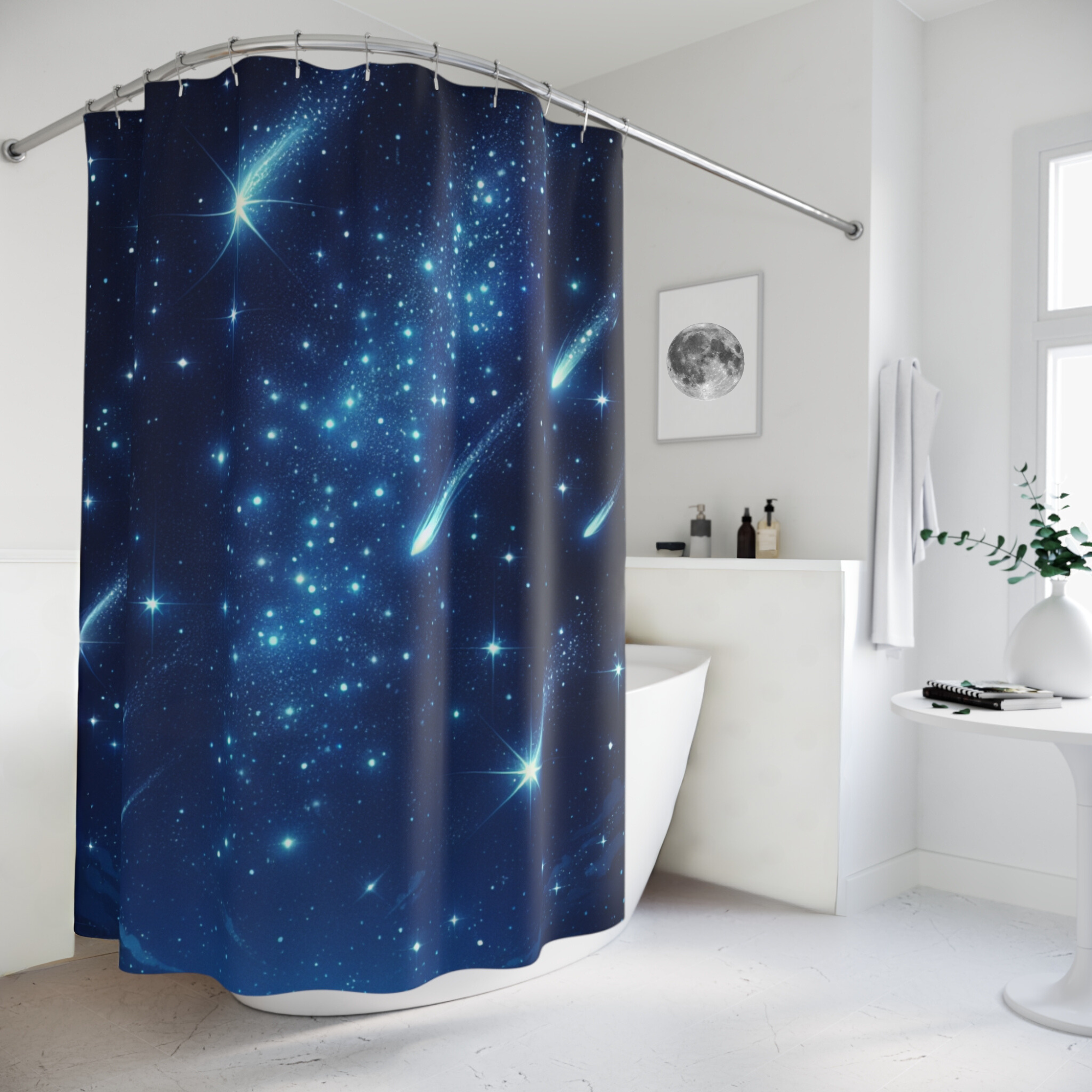 Midnight Meteor Shower – Celestial Starry Night Sky Shower Curtain