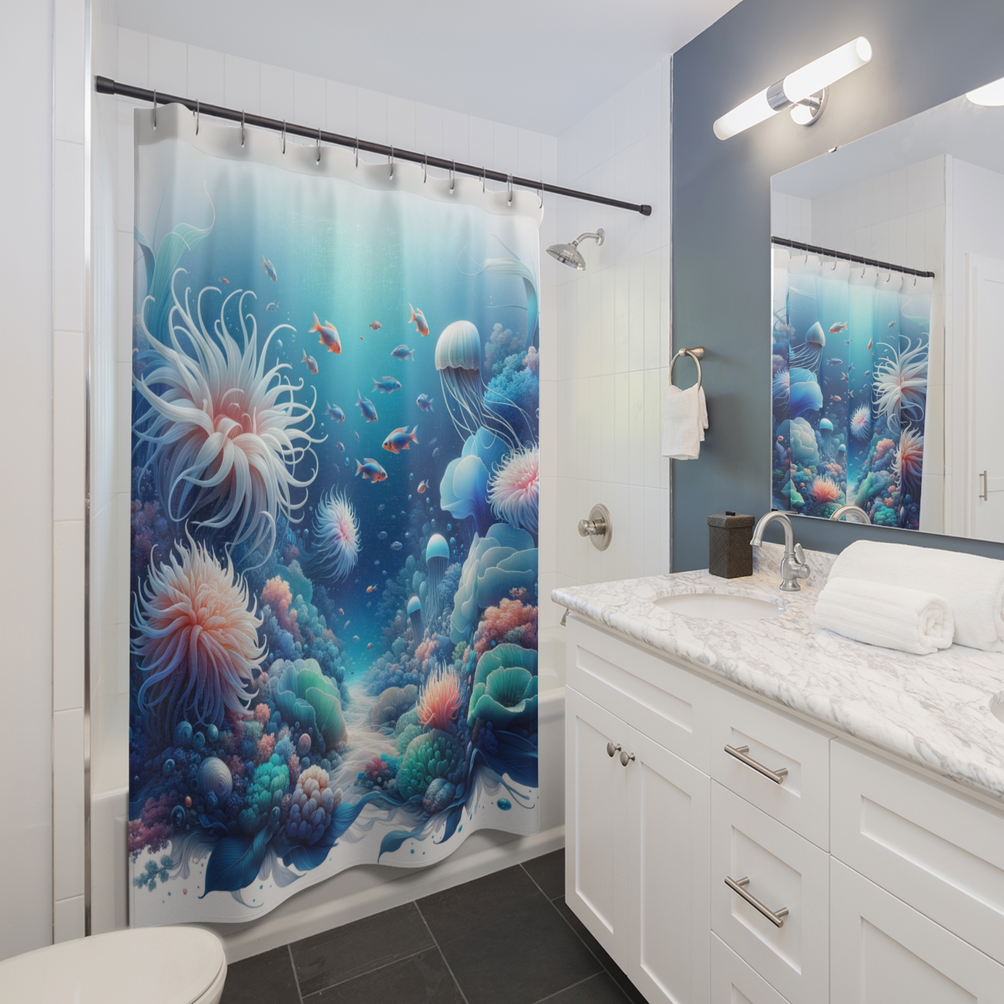 Underwater Coral Garden – Vibrant Ocean Reef Shower Curtain