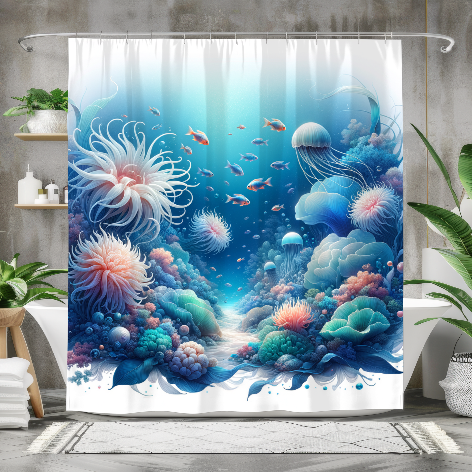 Underwater Coral Garden – Vibrant Ocean Reef Shower Curtain
