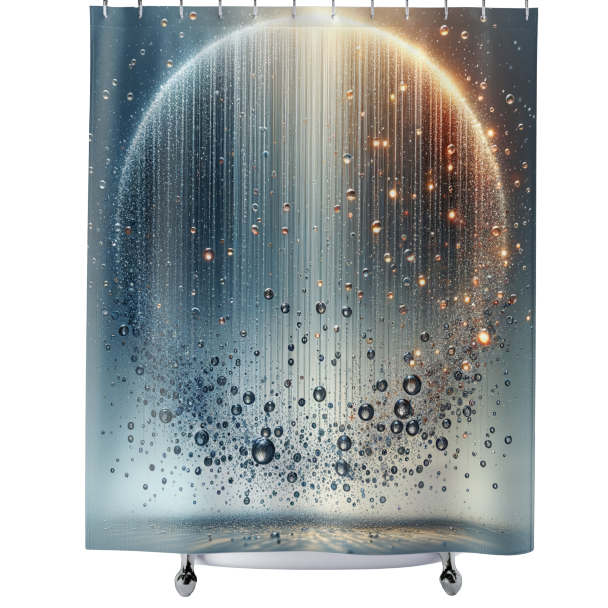 Celestial Droplet Glow – Abstract Water Sphere Shower Curtain