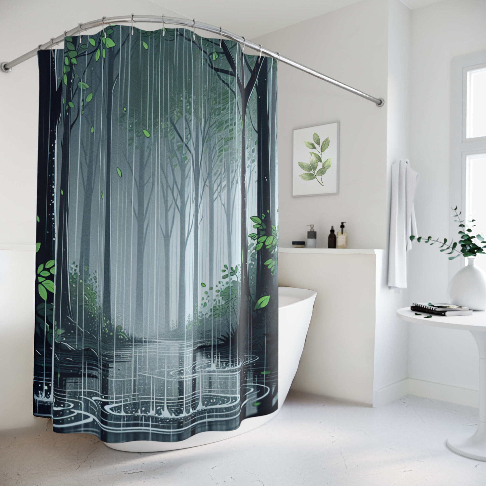 Rainfall in the Forest – Tranquil Tree Canopy Shower Curtain
