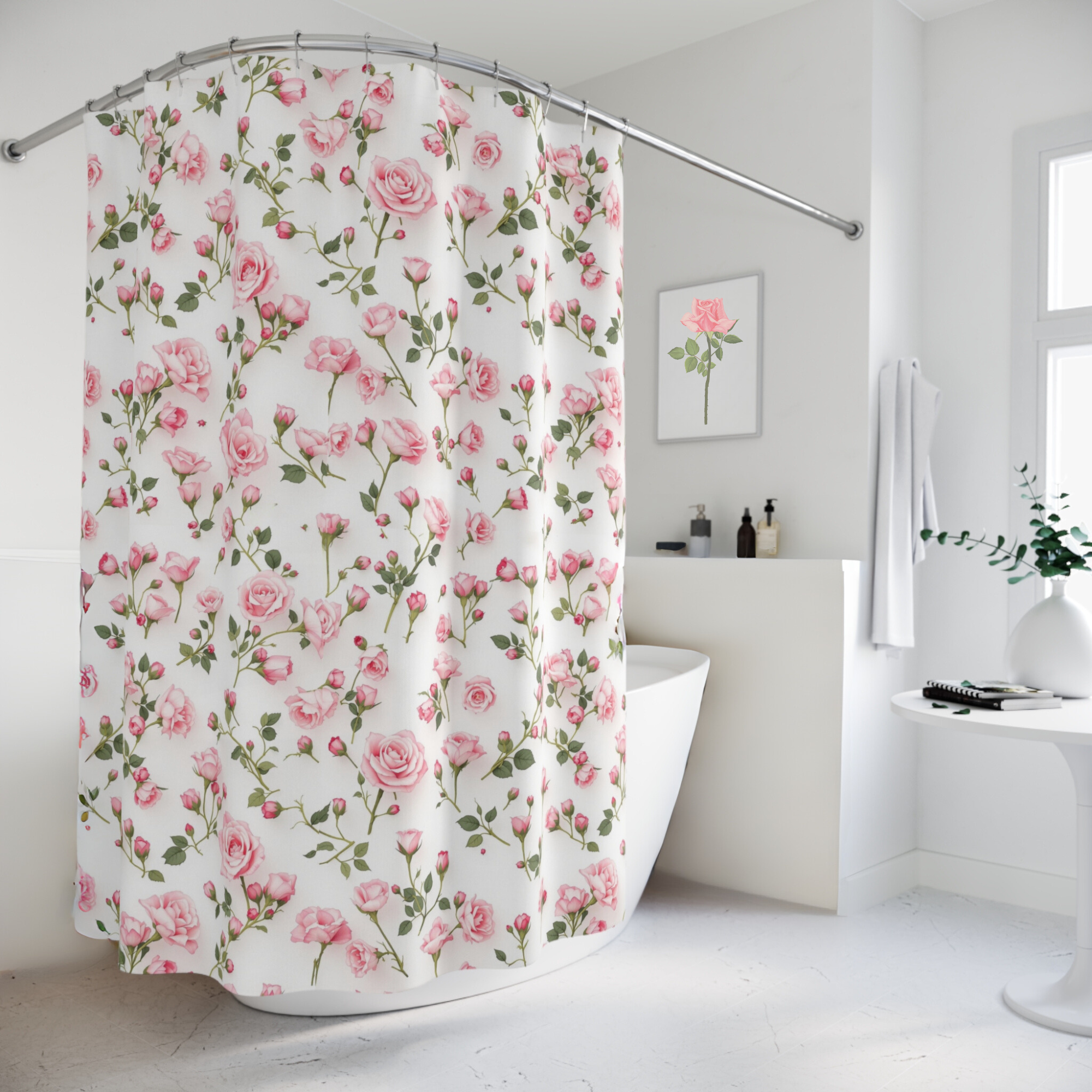 Blushing Pink Rose Garden – Romantic Vintage Floral Shower Curtain