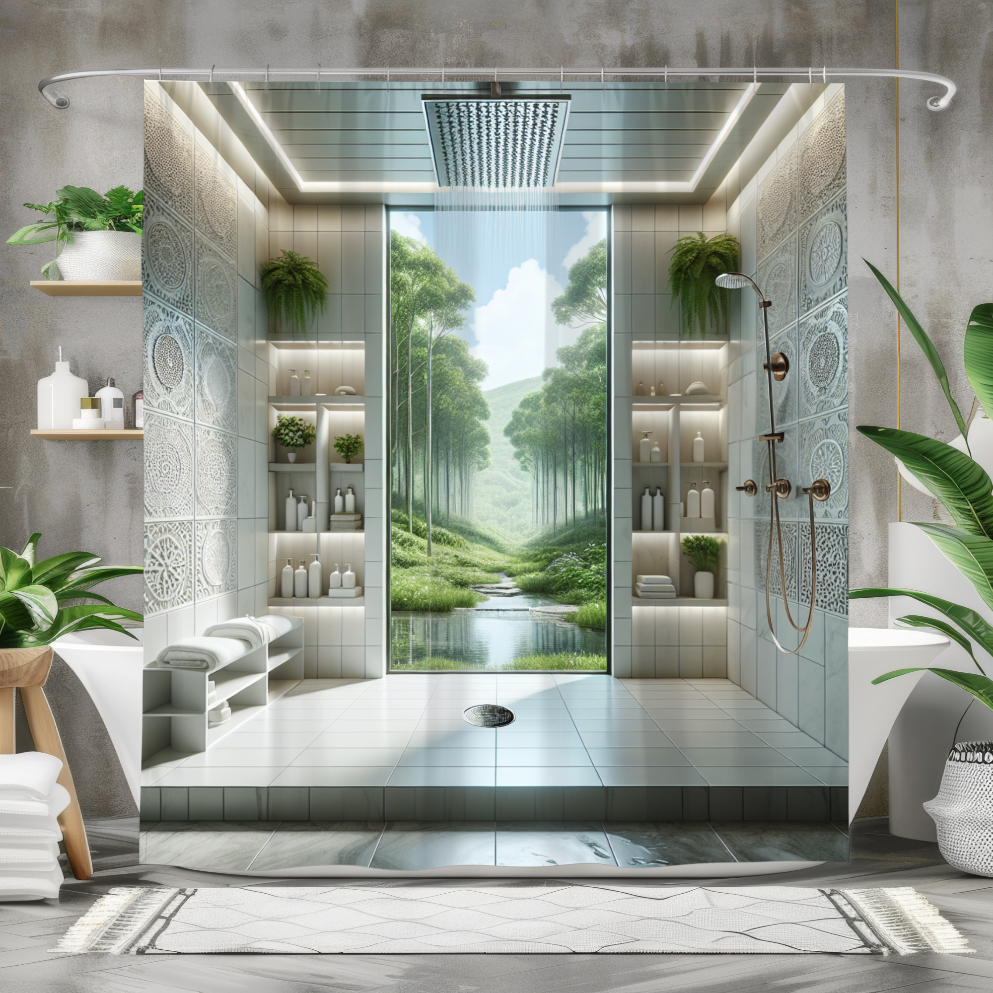 Forest Spa Retreat – Spa Bathroom Nature Shower Curtain