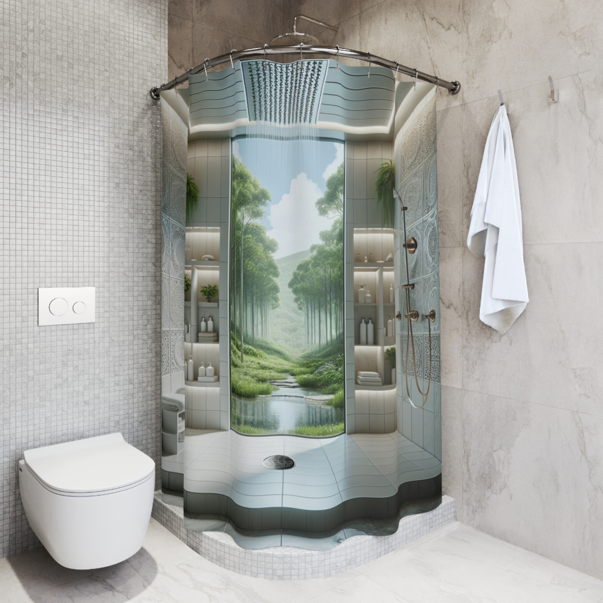 Forest Spa Retreat – Spa Bathroom Nature Shower Curtain