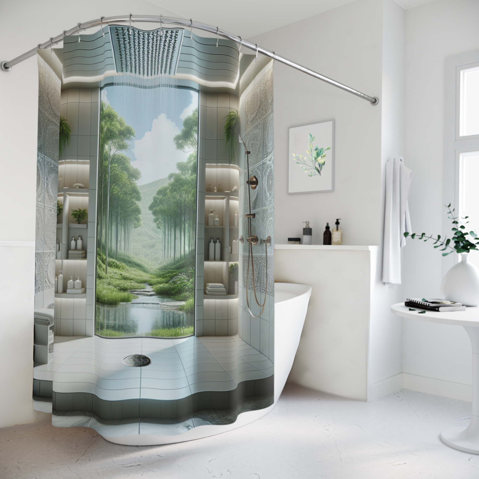 Forest Spa Retreat – Spa Bathroom Nature Shower Curtain