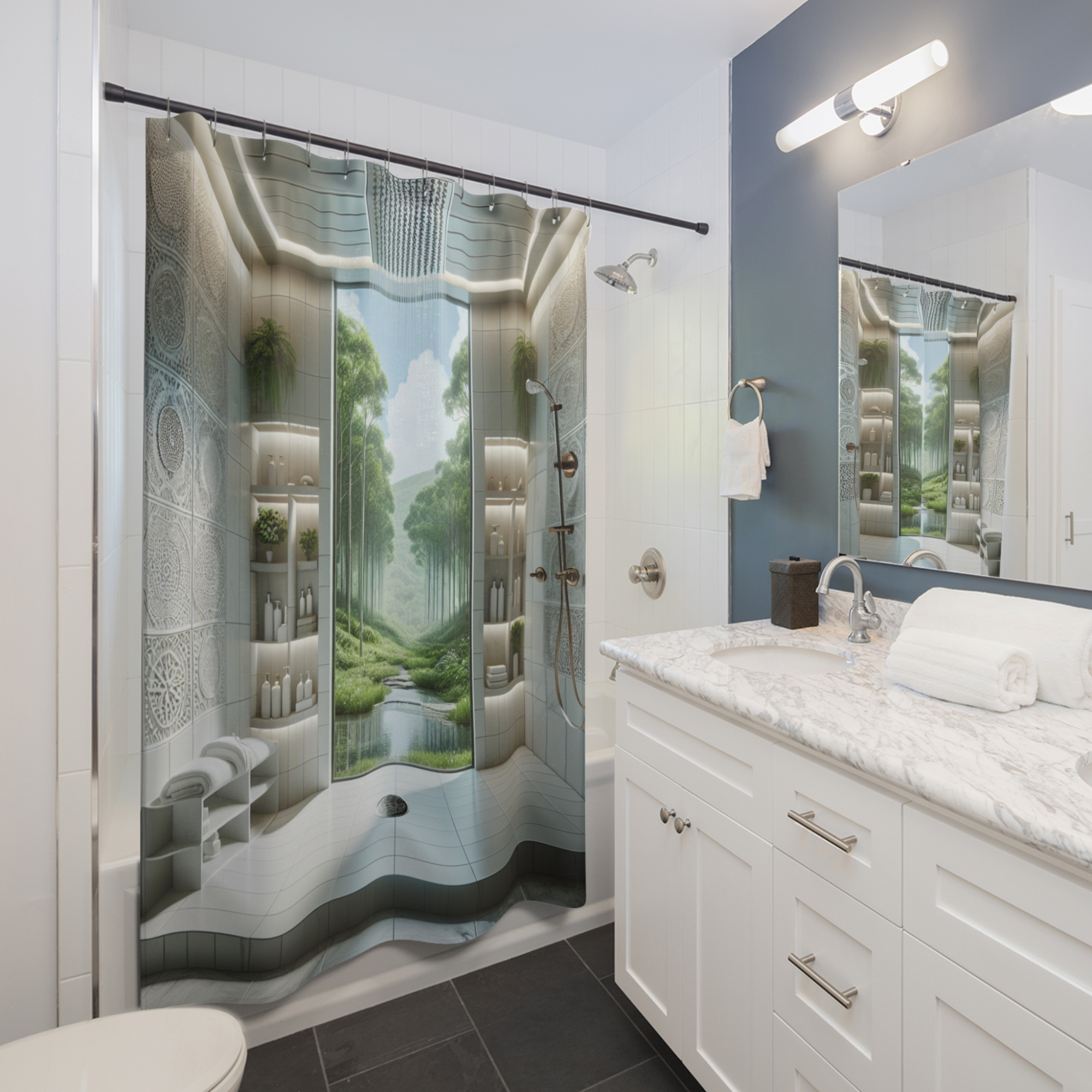 Forest Spa Retreat – Spa Bathroom Nature Shower Curtain