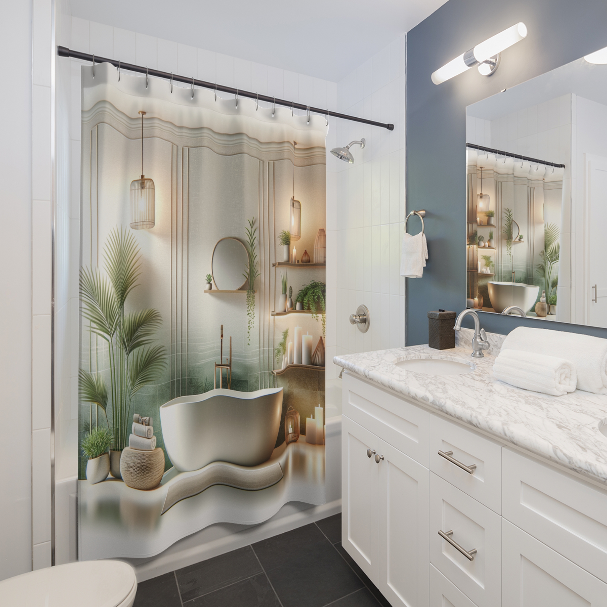 Serene Spa Retreat – Elegant Zen Bathroom Shower Curtain