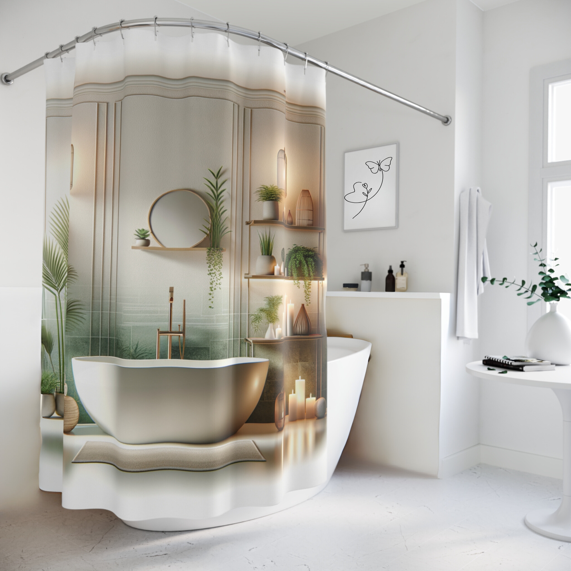 Serene Spa Retreat – Elegant Zen Bathroom Shower Curtain