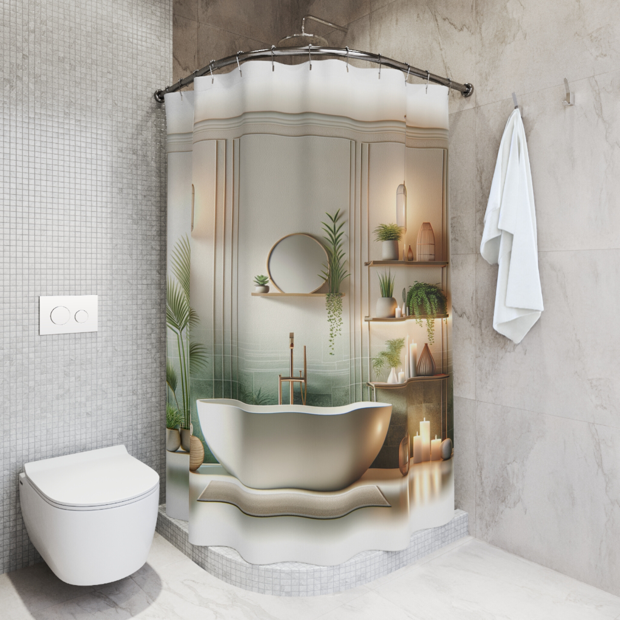 Serene Spa Retreat – Elegant Zen Bathroom Shower Curtain