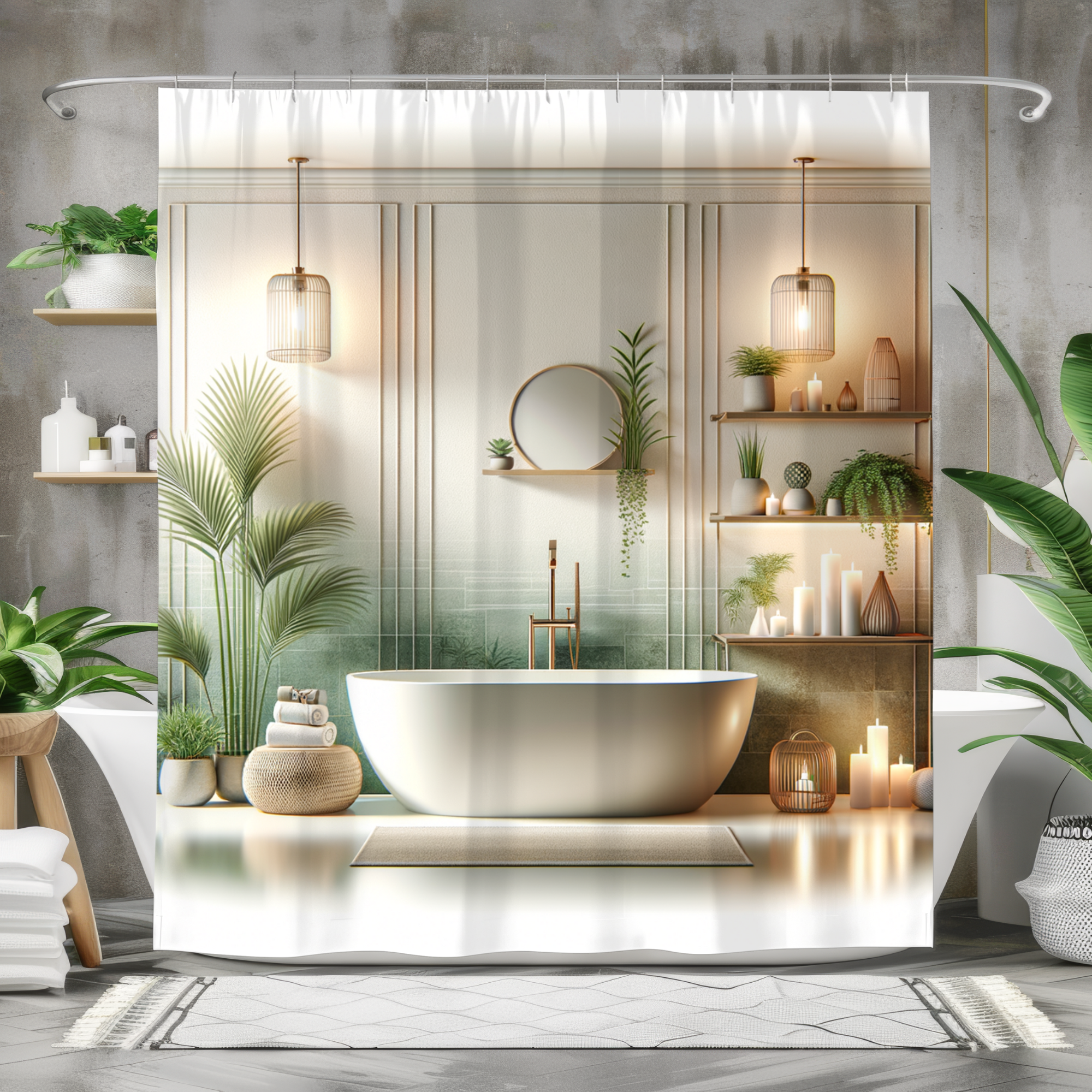 Serene Spa Retreat – Elegant Zen Bathroom Shower Curtain