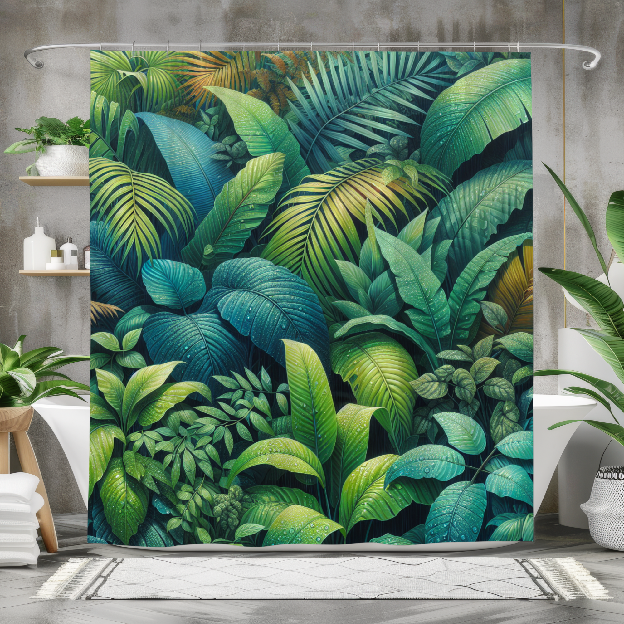 Tropical Rainforest Canopy – Jungle Leaves Shower Curtain