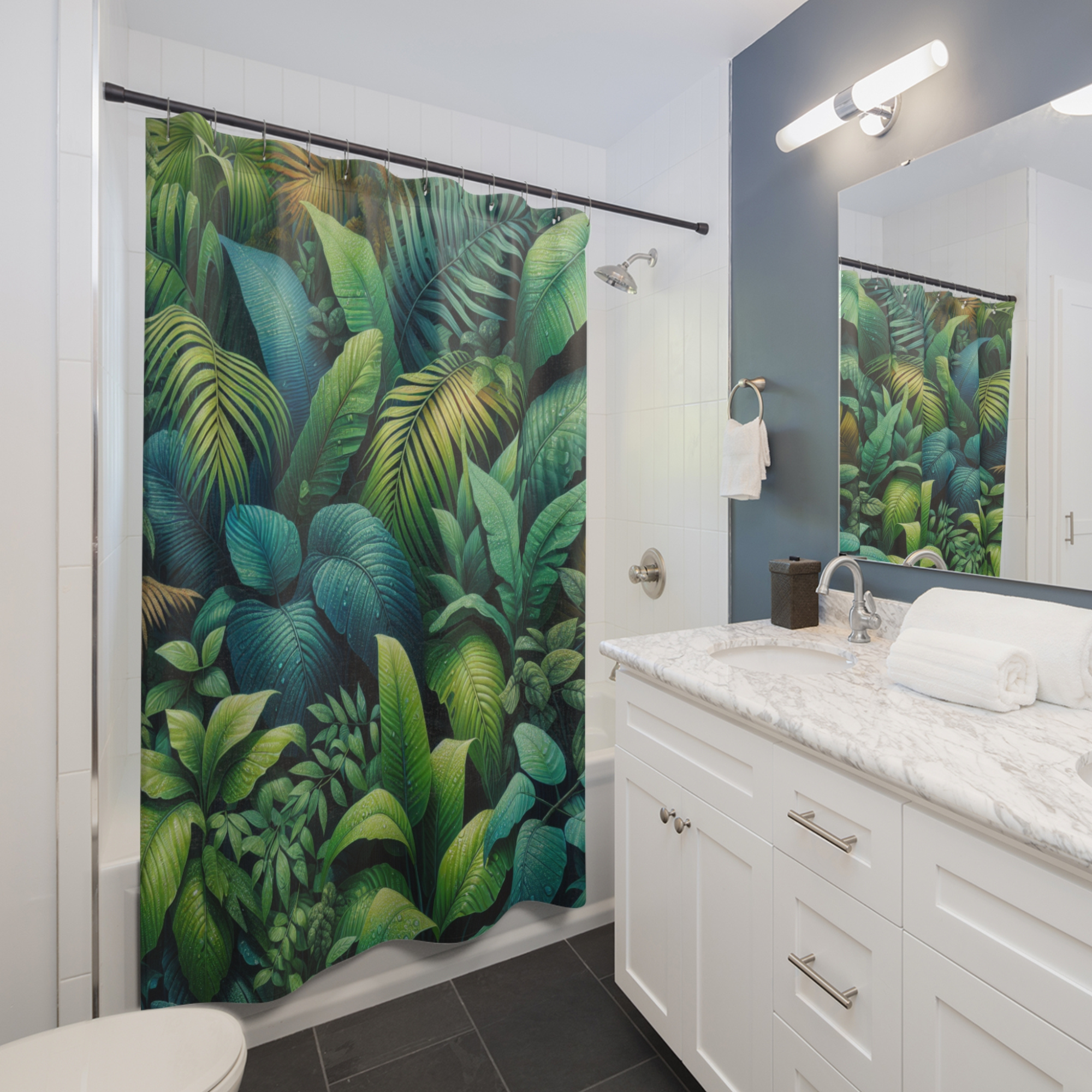 Tropical Rainforest Canopy – Jungle Leaves Shower Curtain