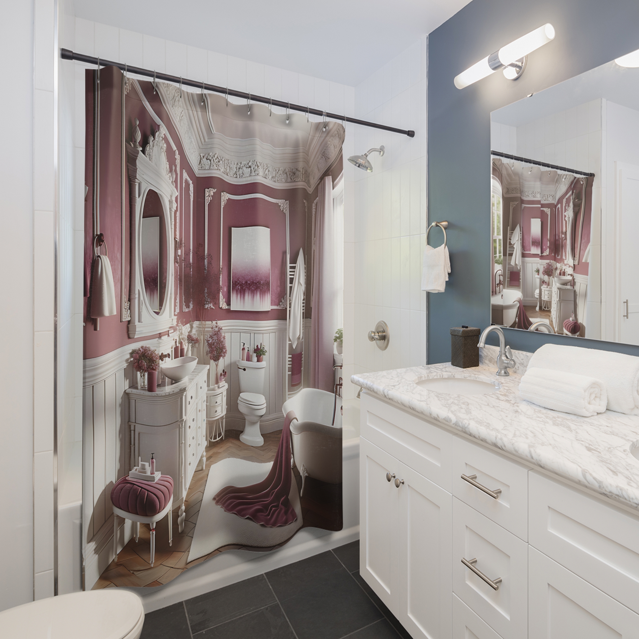 Plum Victorian Bath – Clawfoot Tub Shower Curtain