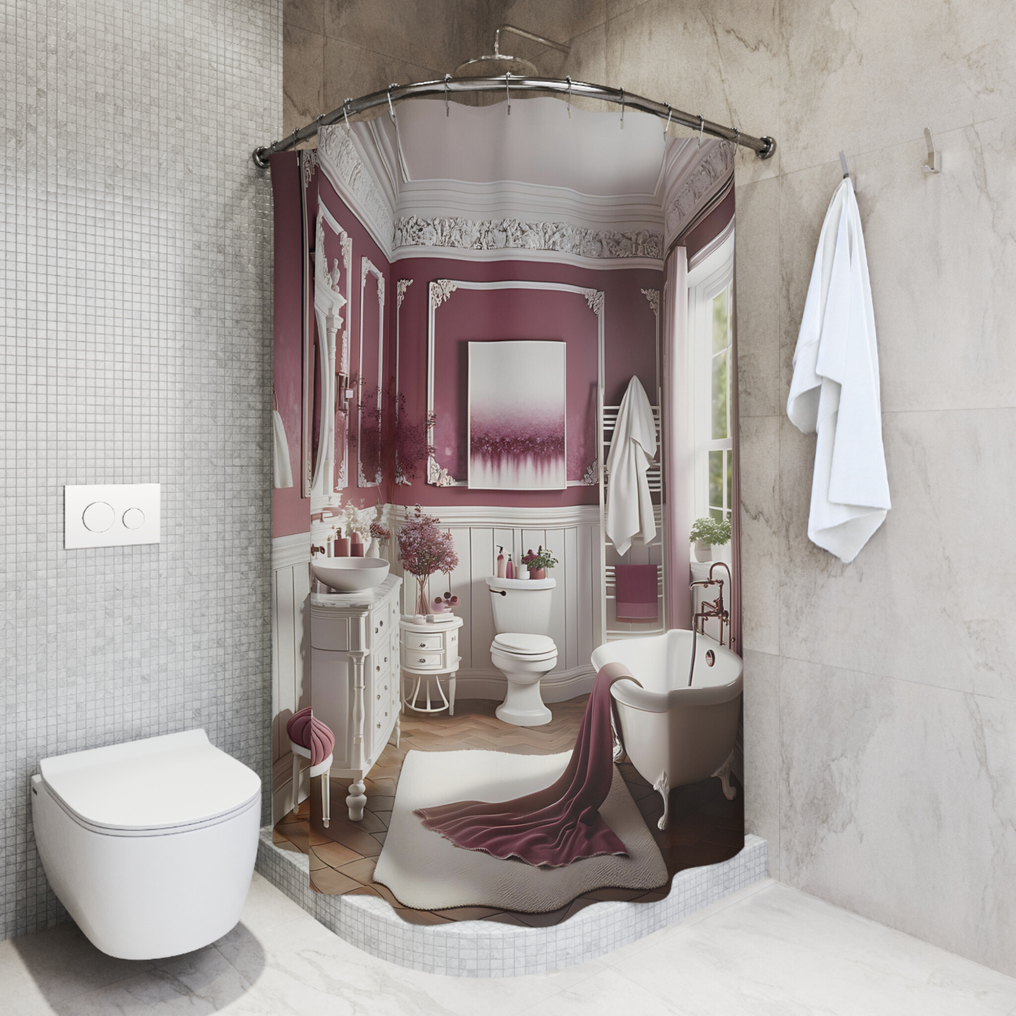 Plum Victorian Bath – Clawfoot Tub Shower Curtain