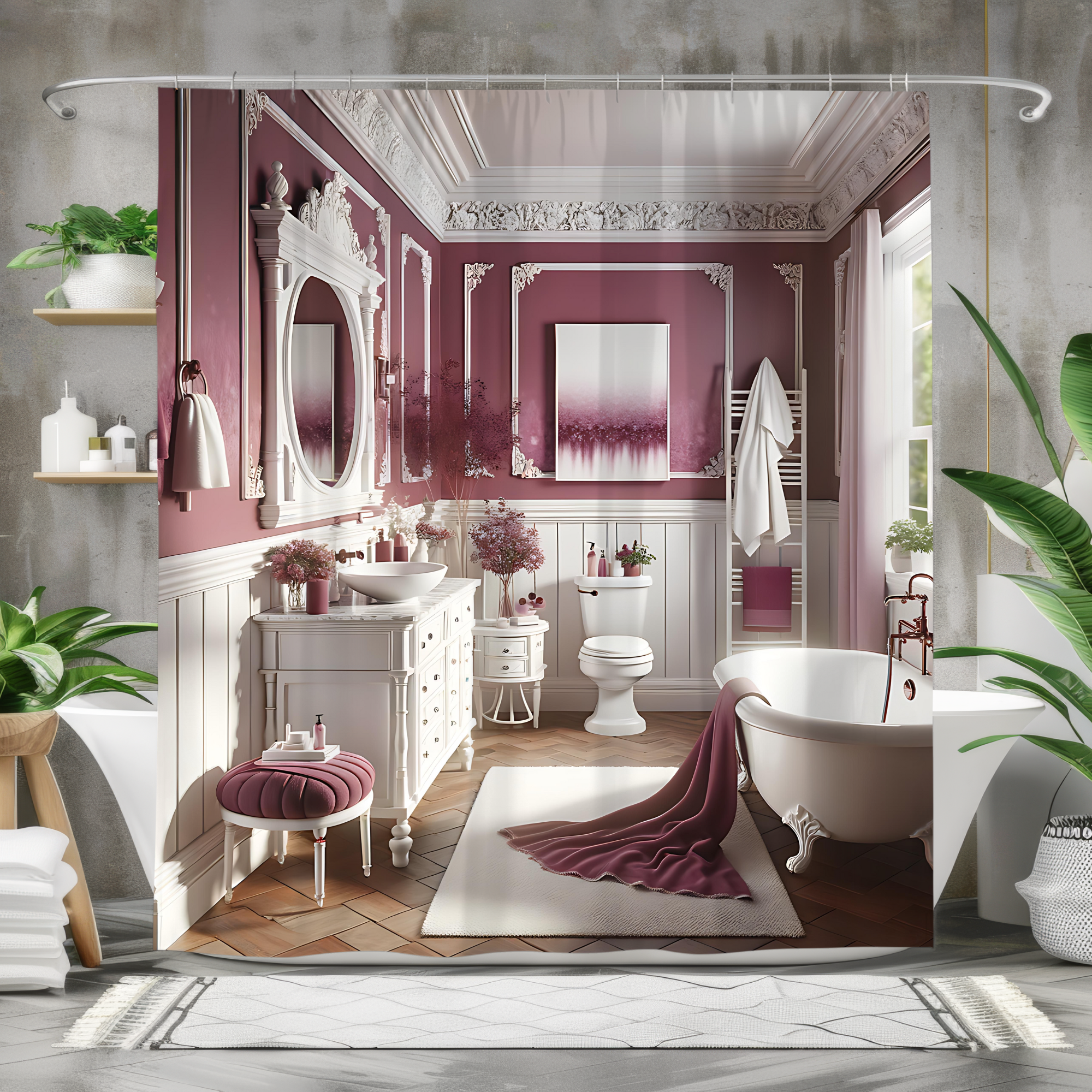 Plum Victorian Bath – Clawfoot Tub Shower Curtain