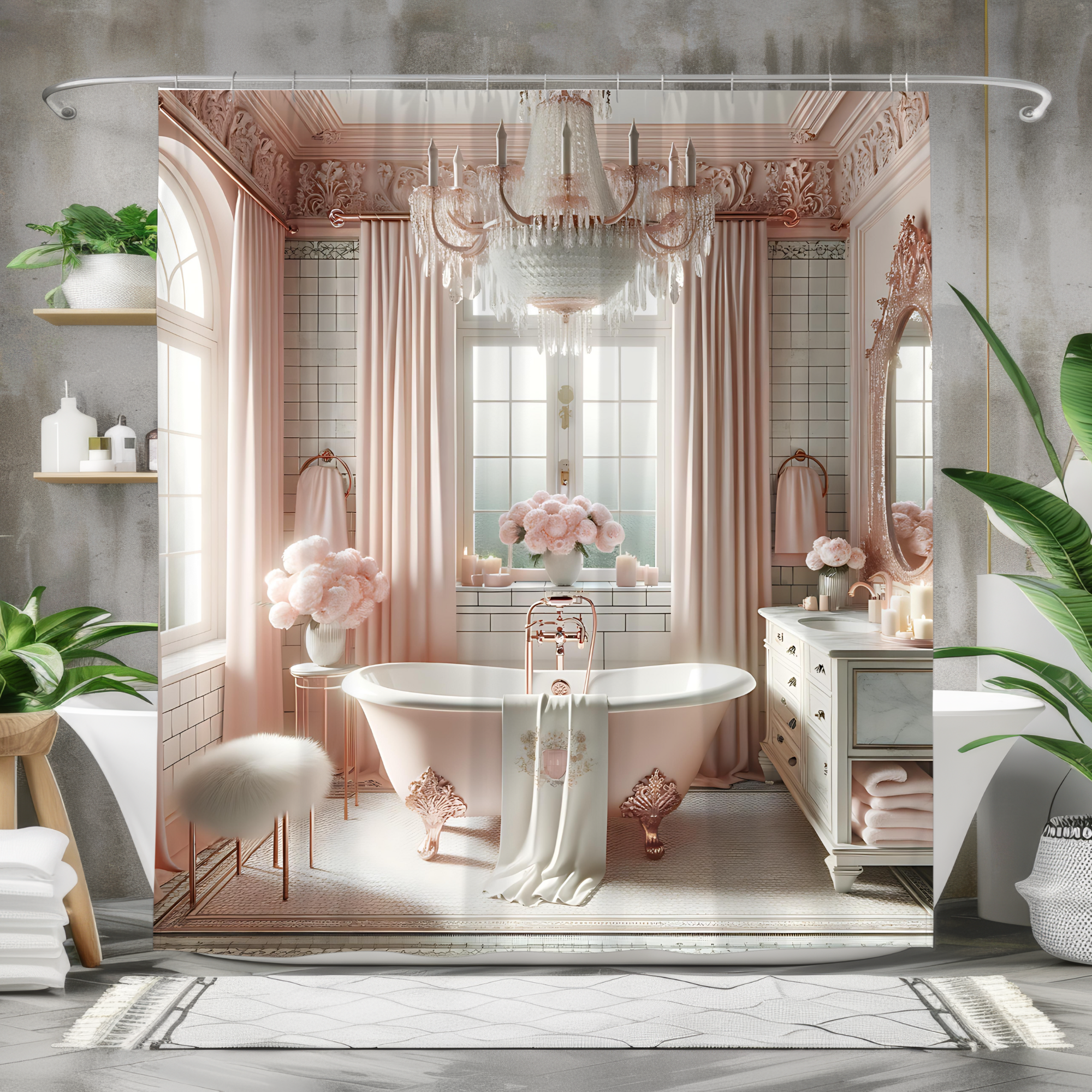 Blush Rosé Manor – Victorian Bathroom Shower Curtain