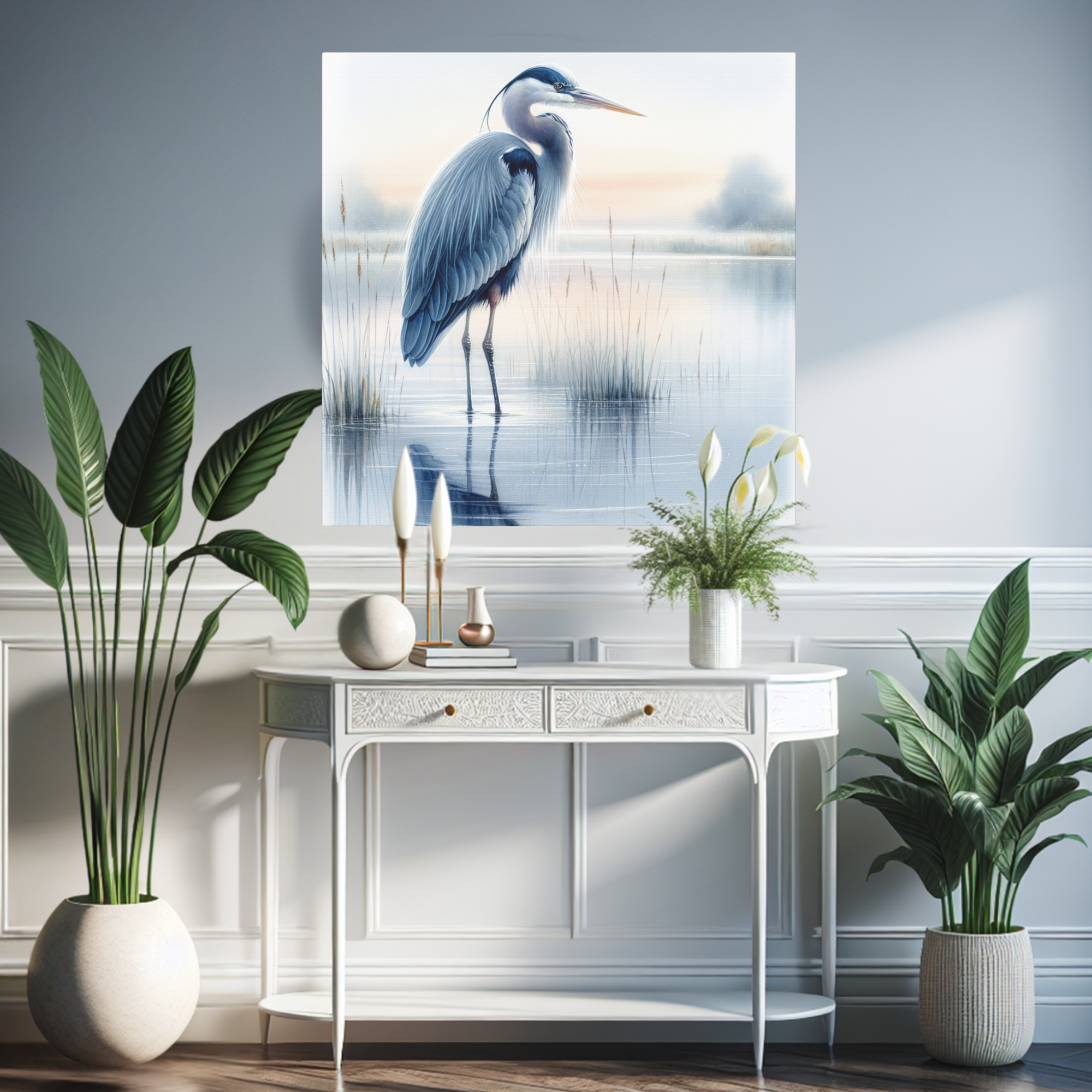 Blue Heron at Sunrise – Tranquil Nature Wall Art
