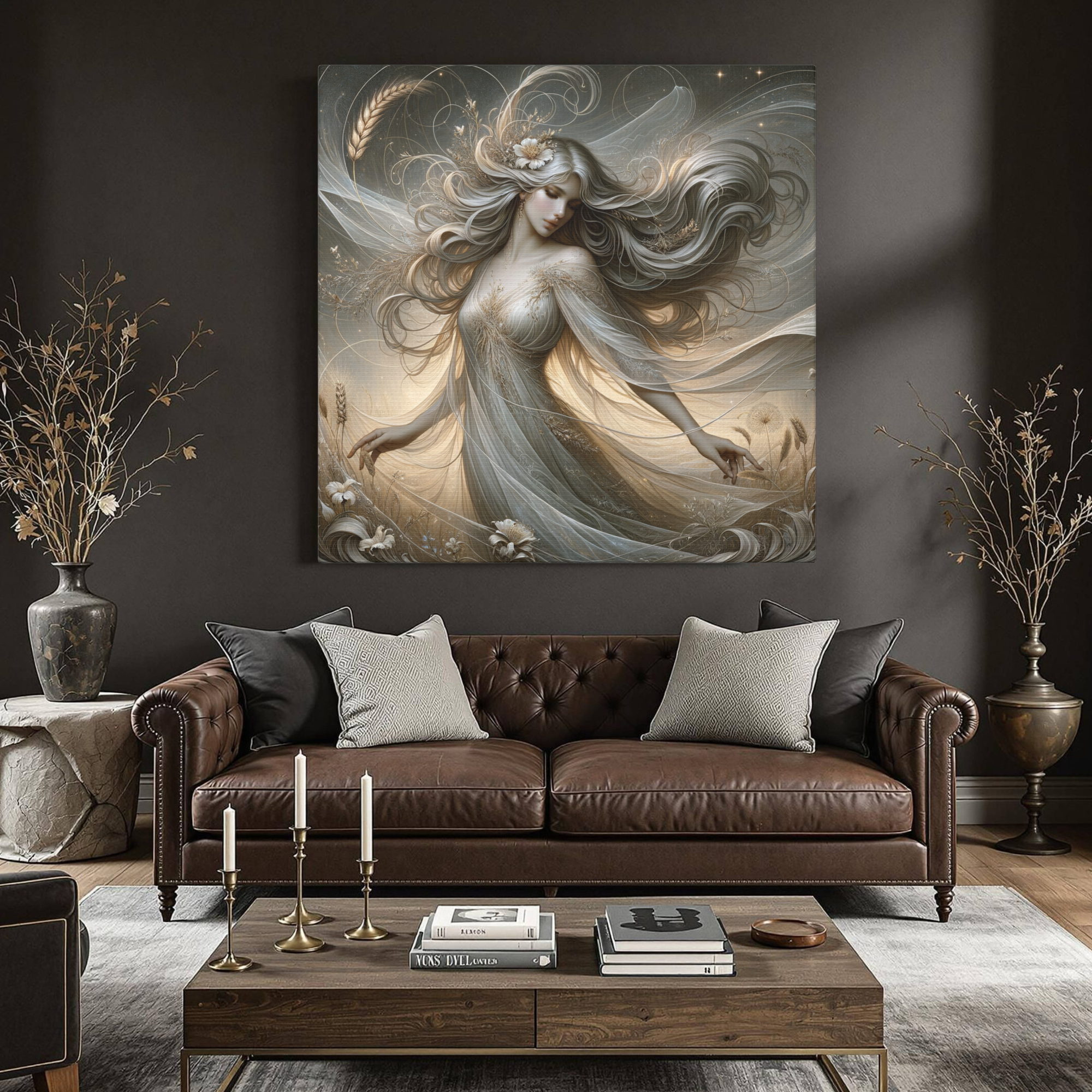 Ethereal Goddess Wall Art – Elegant Angelic Woman Canvas