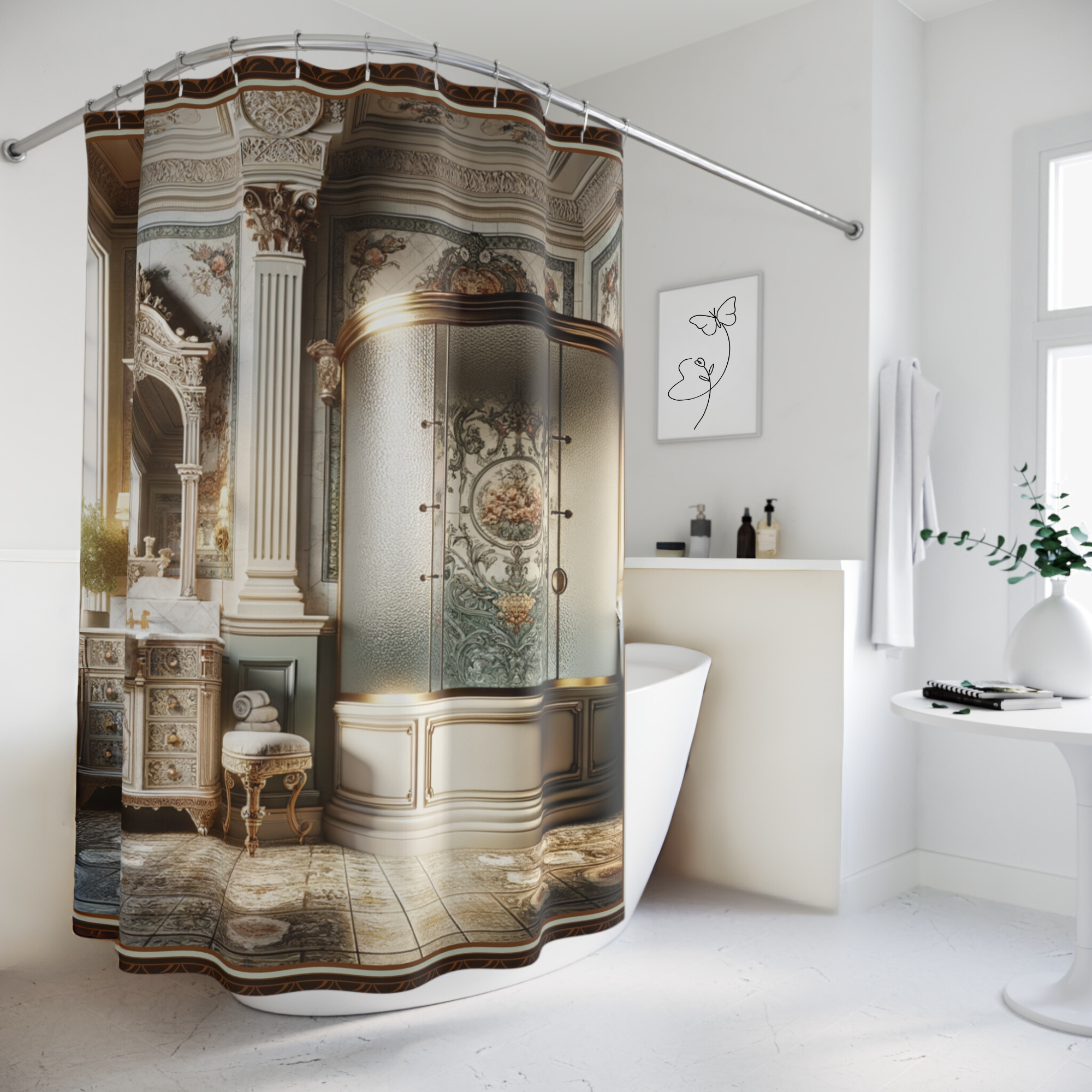 Regal Victorian Bathroom – Elegant Vintage Shower Curtain