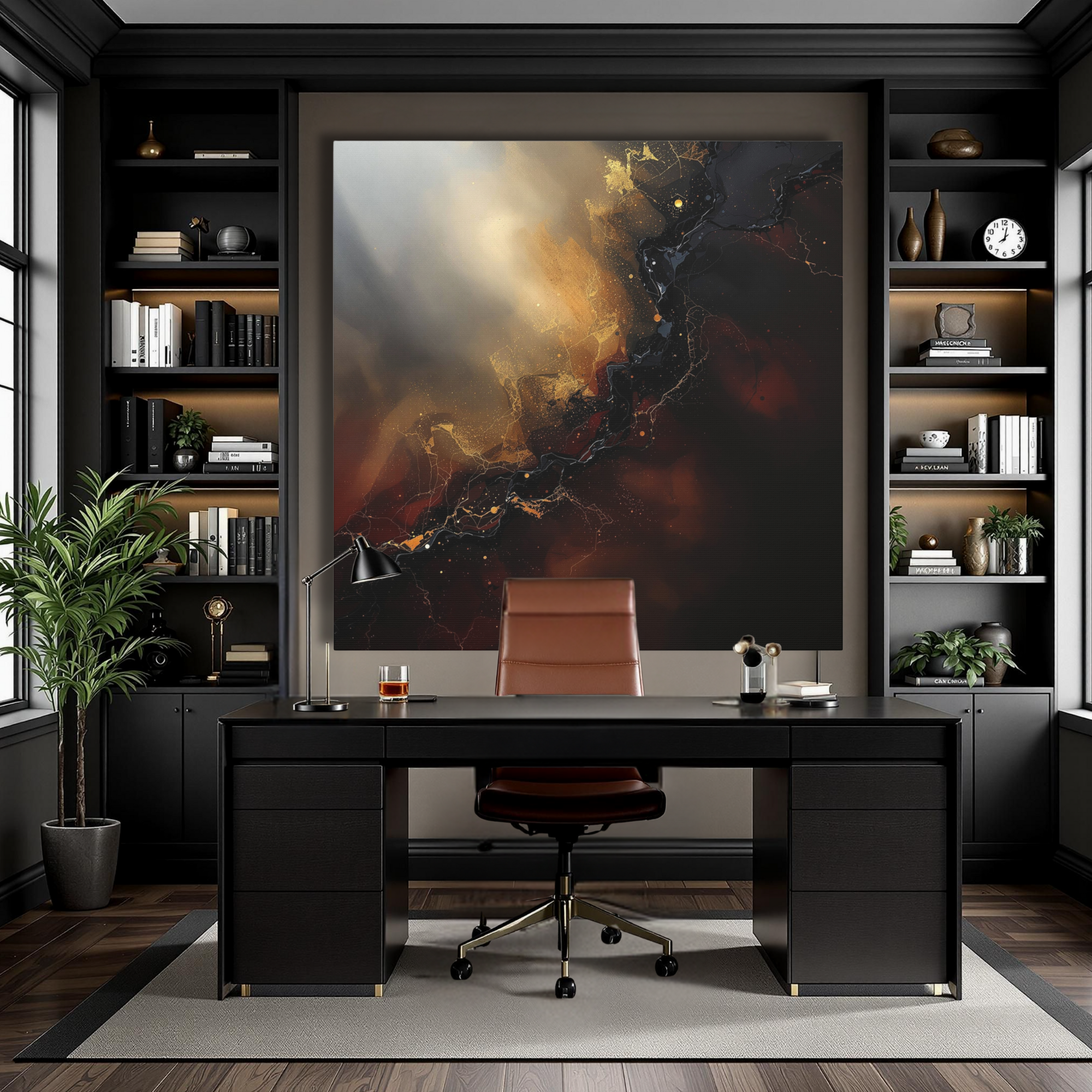 Red and Gold Abstract Gothic Wall Art – Dark Luxury Canvas Décor