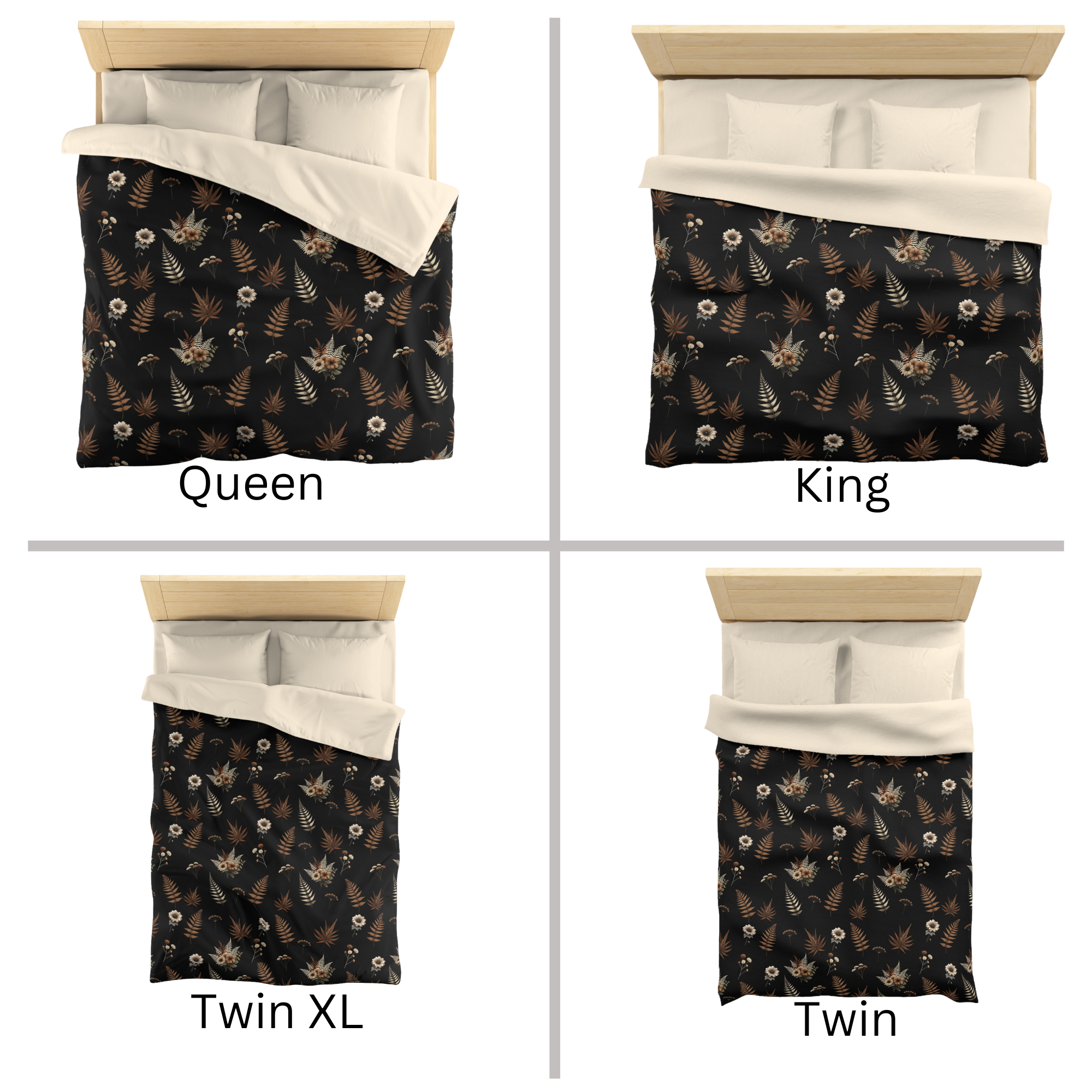 Pressed Fern & Daisy Duvet – Moody Vintage Botanical Bedding