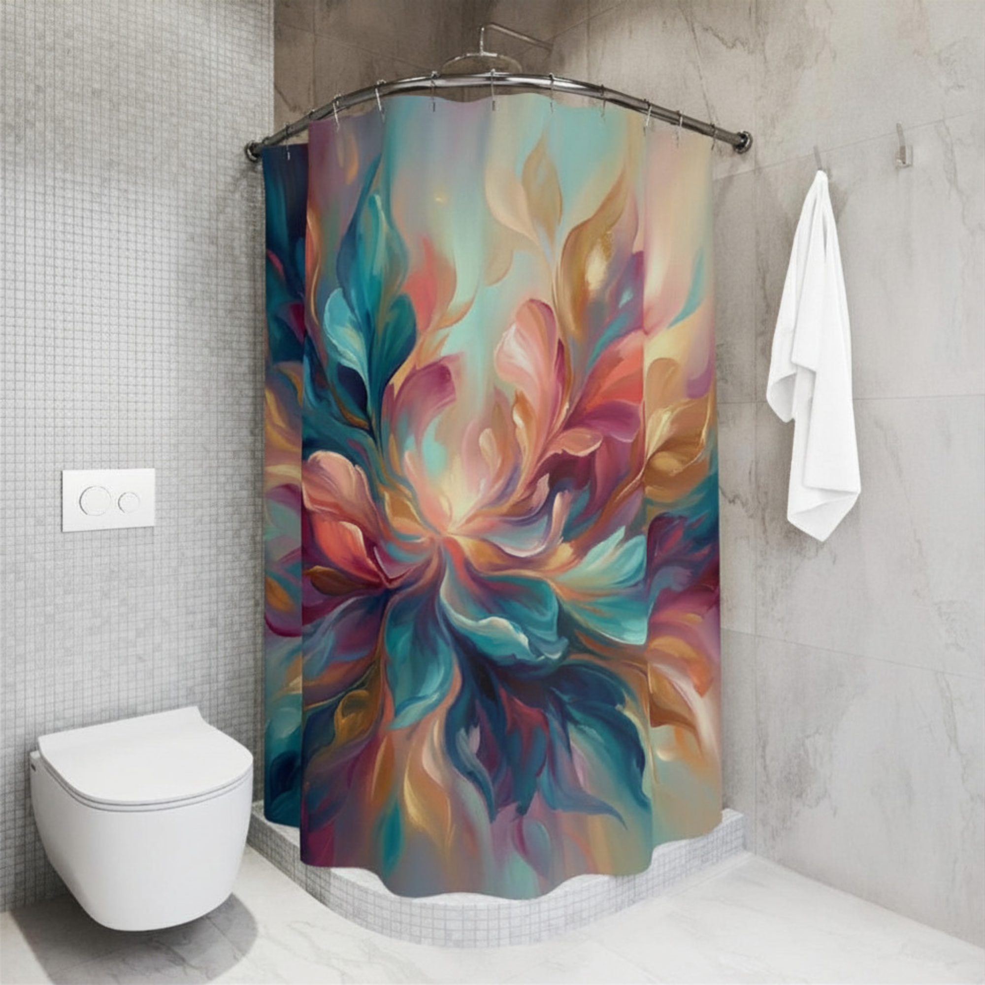 Abstract Floral Burst Shower Curtain