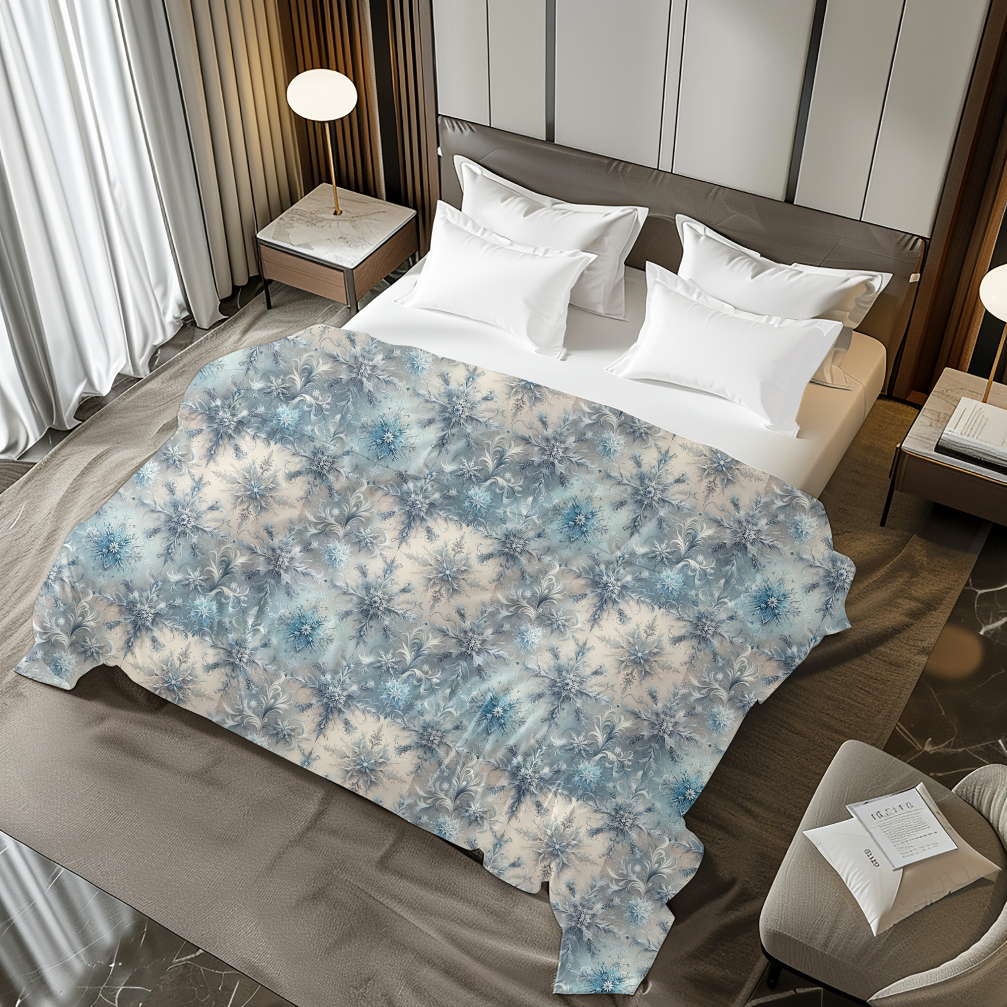 Elegant Snowflake Pattern – Winter Wonderland Duvet Cover